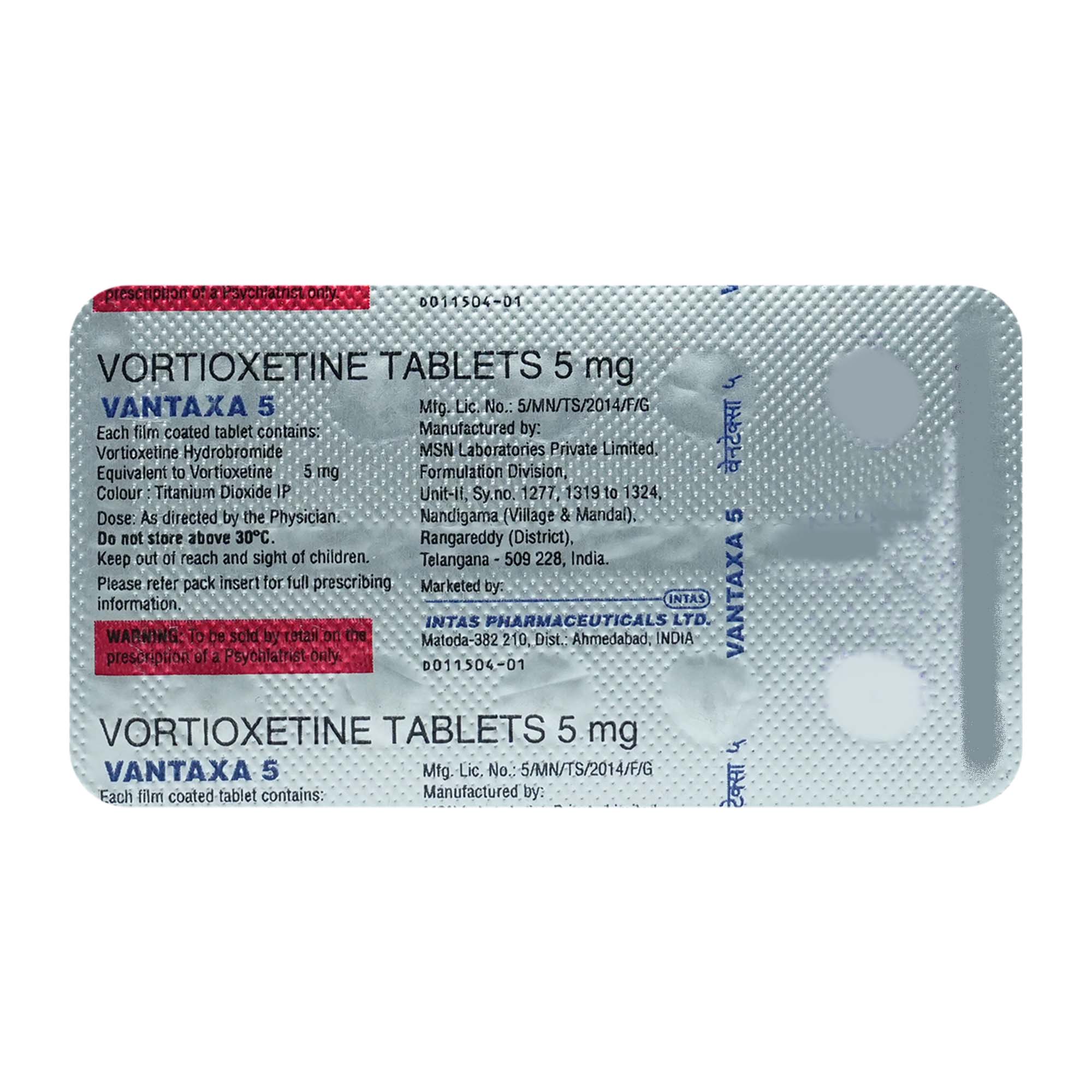 Vantaxa 5 Tablet 10's, Pack of 10 TabletS Vantaxa 5 Tablet 10's, Pack of 10 TabletS
