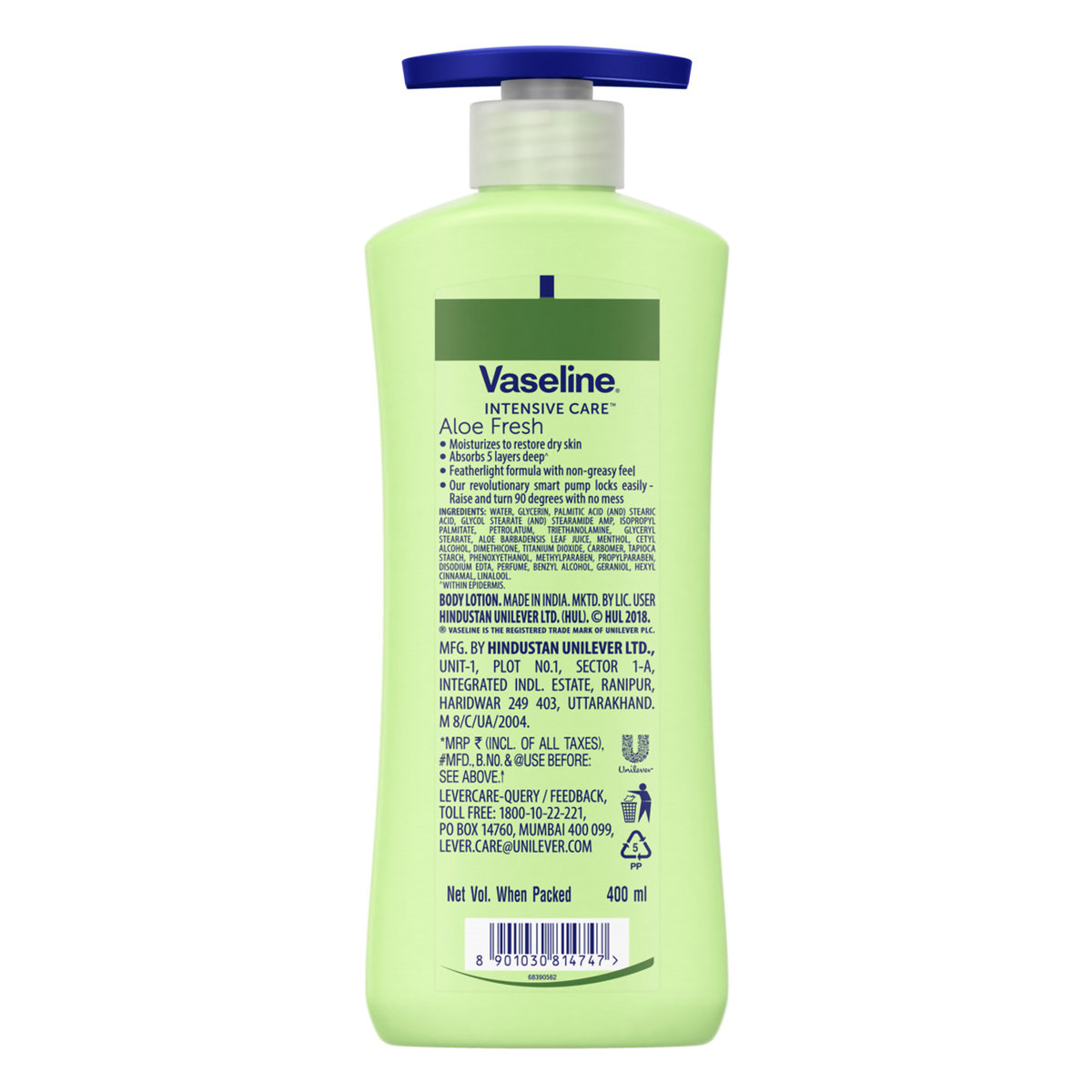 Vaseline Intensive Care Aloe Fresh Body Lotion 400 ml | With 100% Pure Aloe Vera Extract | Deeply Hydrates Skin In Harsh Summer | Non Greasy & Featurelight Fornula | For Dry Skin, Pack of 1 Vaseline Intensive Care Aloe Fresh Body Lotion 400 ml | With 100% Pure Aloe Vera Extract | Deeply Hydrates Skin In Harsh Summer | Non Greasy & Featurelight Fornula | For Dry Skin, Pack of 1