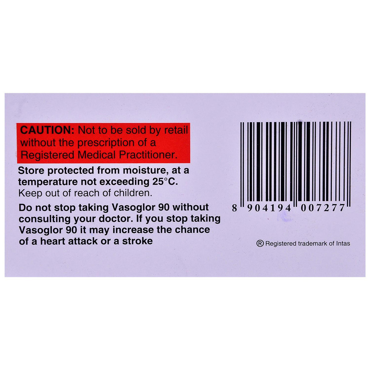 Vasoglor 90 Tablet 10's, Pack of 10 TABLETS Vasoglor 90 Tablet 10's, Pack of 10 TABLETS