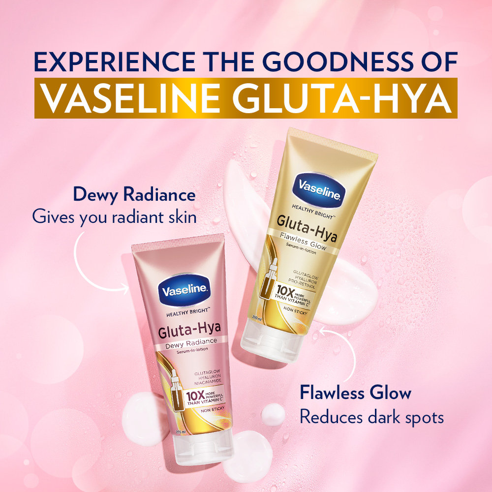 Vaseline Gluta-Hya Dewy Radiance Serum-in-Lotion 200 ml | Glutaglow, Hyaluron & Niacinamide | For Brighter Skin From Ist Use | Non Sticky Formula, Pack of 1 Vaseline Gluta-Hya Dewy Radiance Serum-in-Lotion 200 ml | Glutaglow, Hyaluron & Niacinamide | For Brighter Skin From Ist Use | Non Sticky Formula, Pack of 1