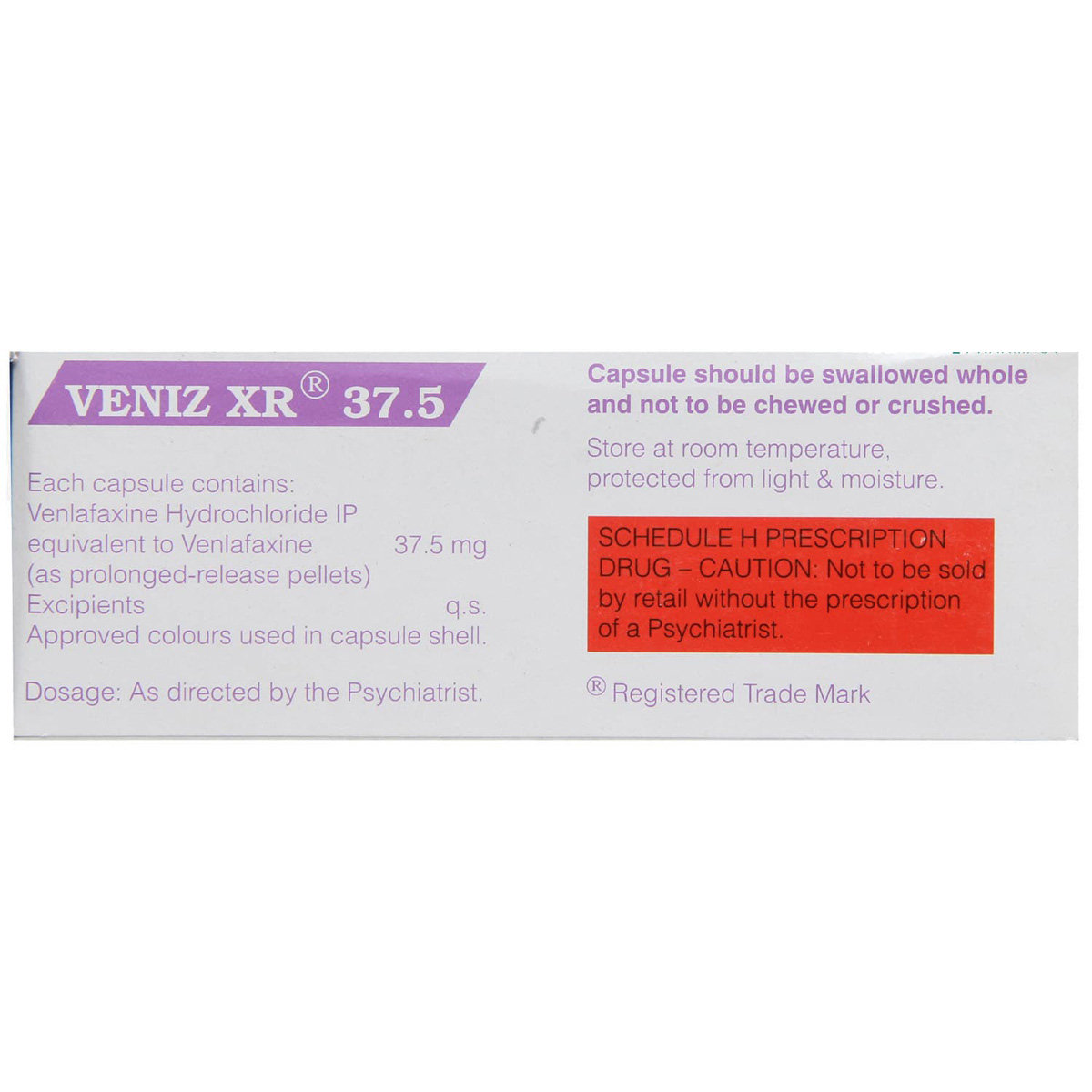 Veniz XR 37.5 Capsule 10's, Pack of 10 CAPSULES Veniz XR 37.5 Capsule 10's, Pack of 10 CAPSULES
