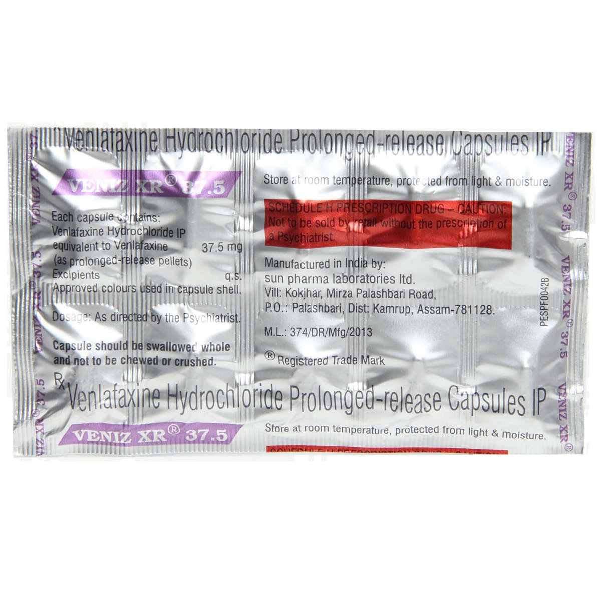 Veniz XR 37.5 Capsule 10's, Pack of 10 CAPSULES Veniz XR 37.5 Capsule 10's, Pack of 10 CAPSULES