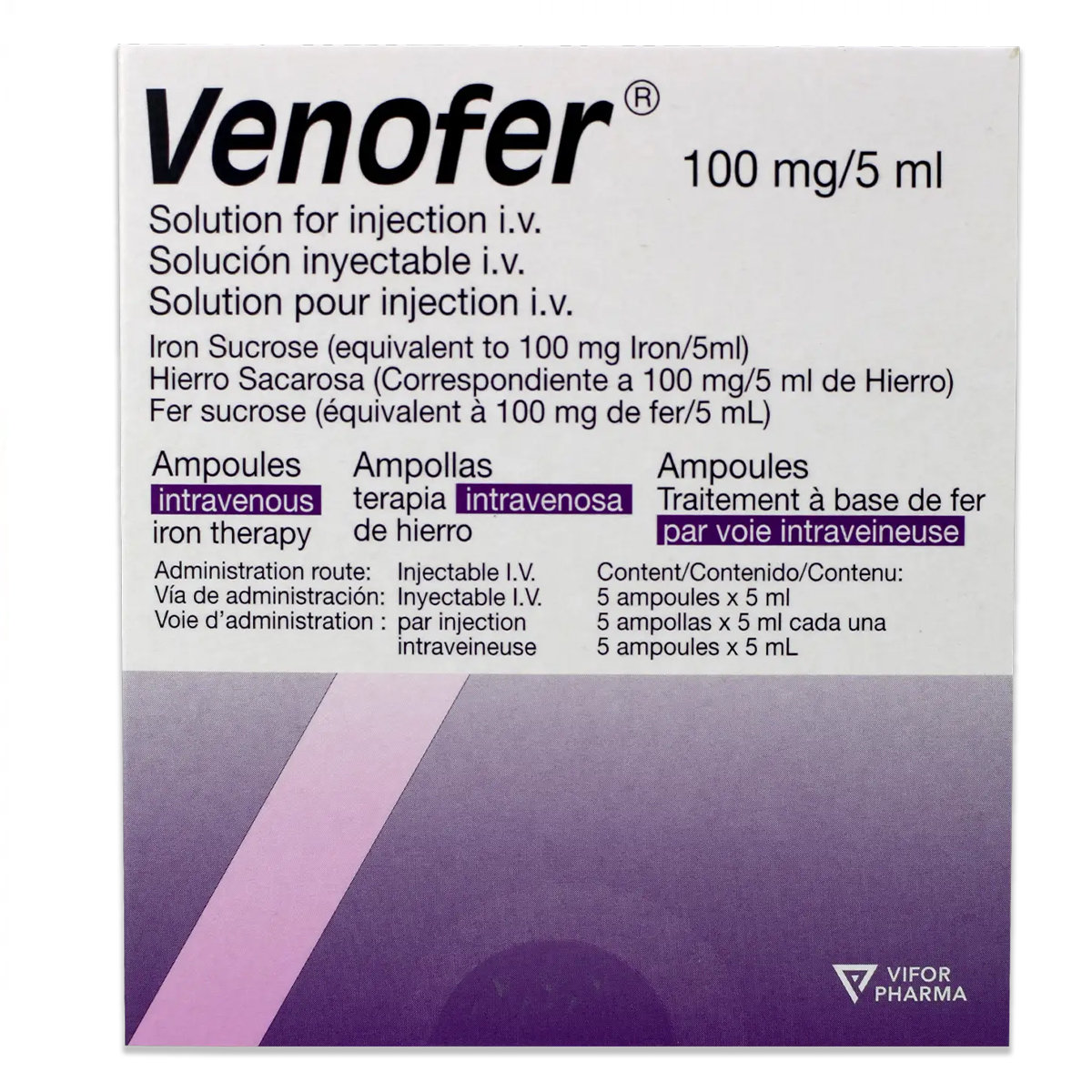 VENOFER 100MG AMPULE 5ML, Pack of 1 Injection VENOFER 100MG AMPULE 5ML, Pack of 1 Injection