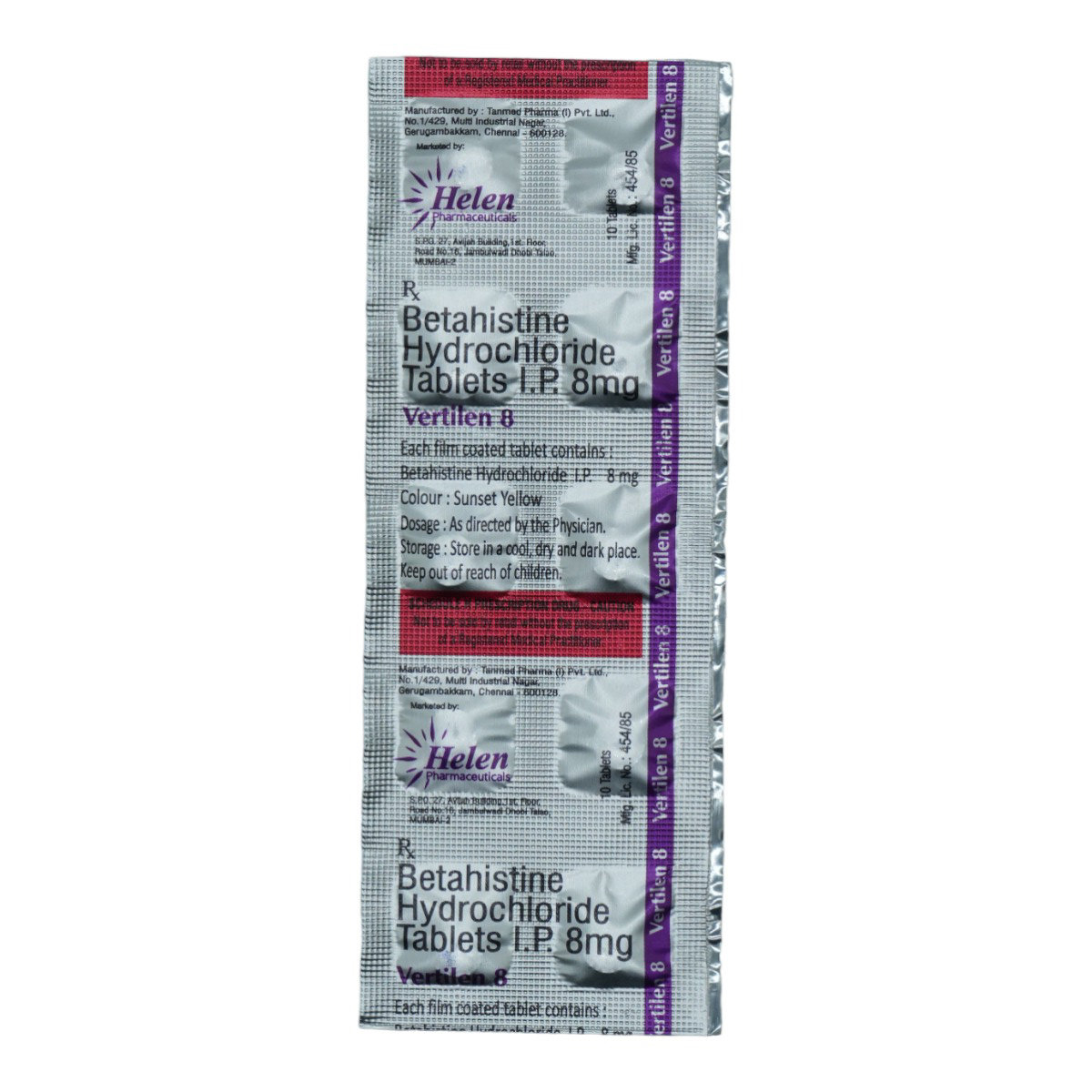 Vertilen 8 Tablet 10's, Pack of 10 TabletS Vertilen 8 Tablet 10's, Pack of 10 TabletS