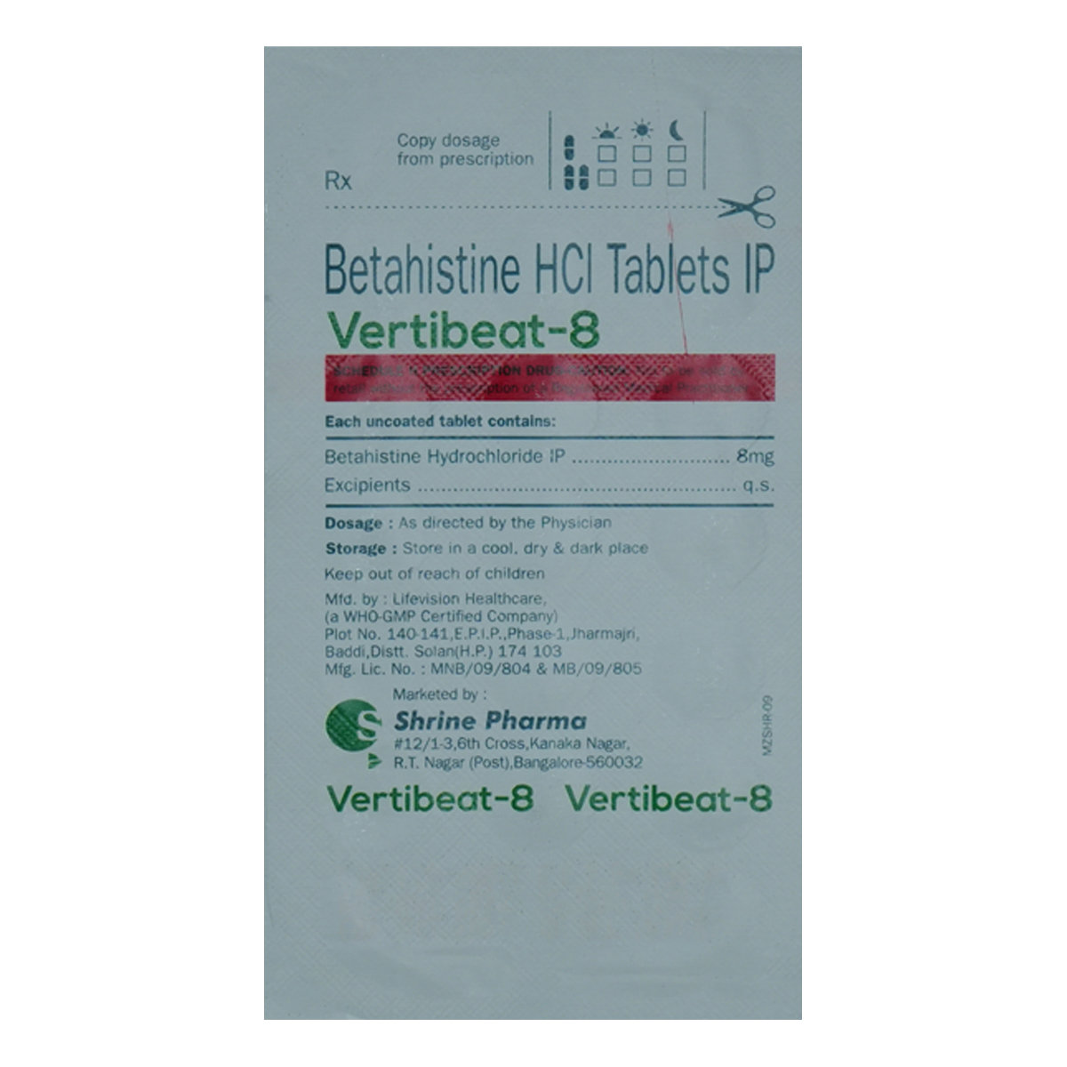 Vertibeat-8 Tablet 15's, Pack of 15 TabletS Vertibeat-8 Tablet 15's, Pack of 15 TabletS