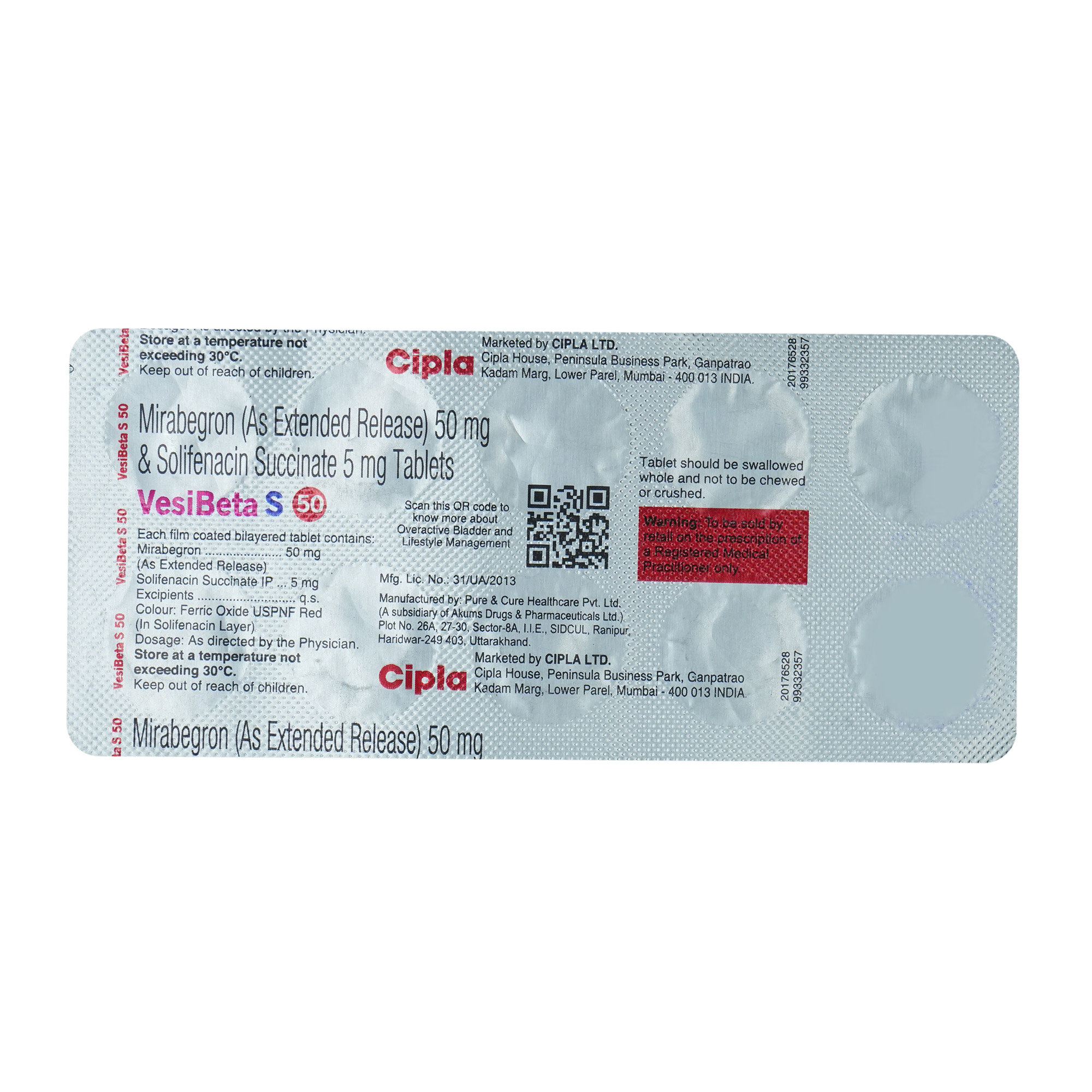 Vesibeta S 50 Tablet 10's, Pack of 10 Vesibeta S 50 Tablet 10's, Pack of 10