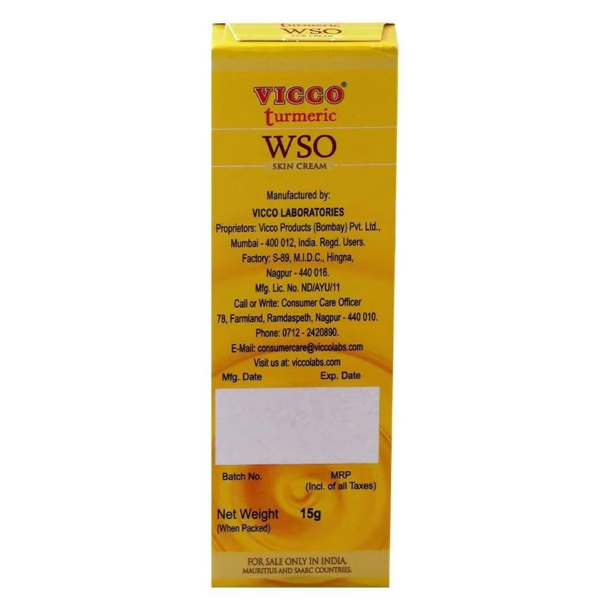 Vicco Turmeric WSO Skin Cream 15 gm | For Skin Infections, Boils, Wounds, Pimple & Acne | Ayurvedic Cream, Pack of 1 Vicco Turmeric WSO Skin Cream 15 gm | For Skin Infections, Boils, Wounds, Pimple & Acne | Ayurvedic Cream, Pack of 1