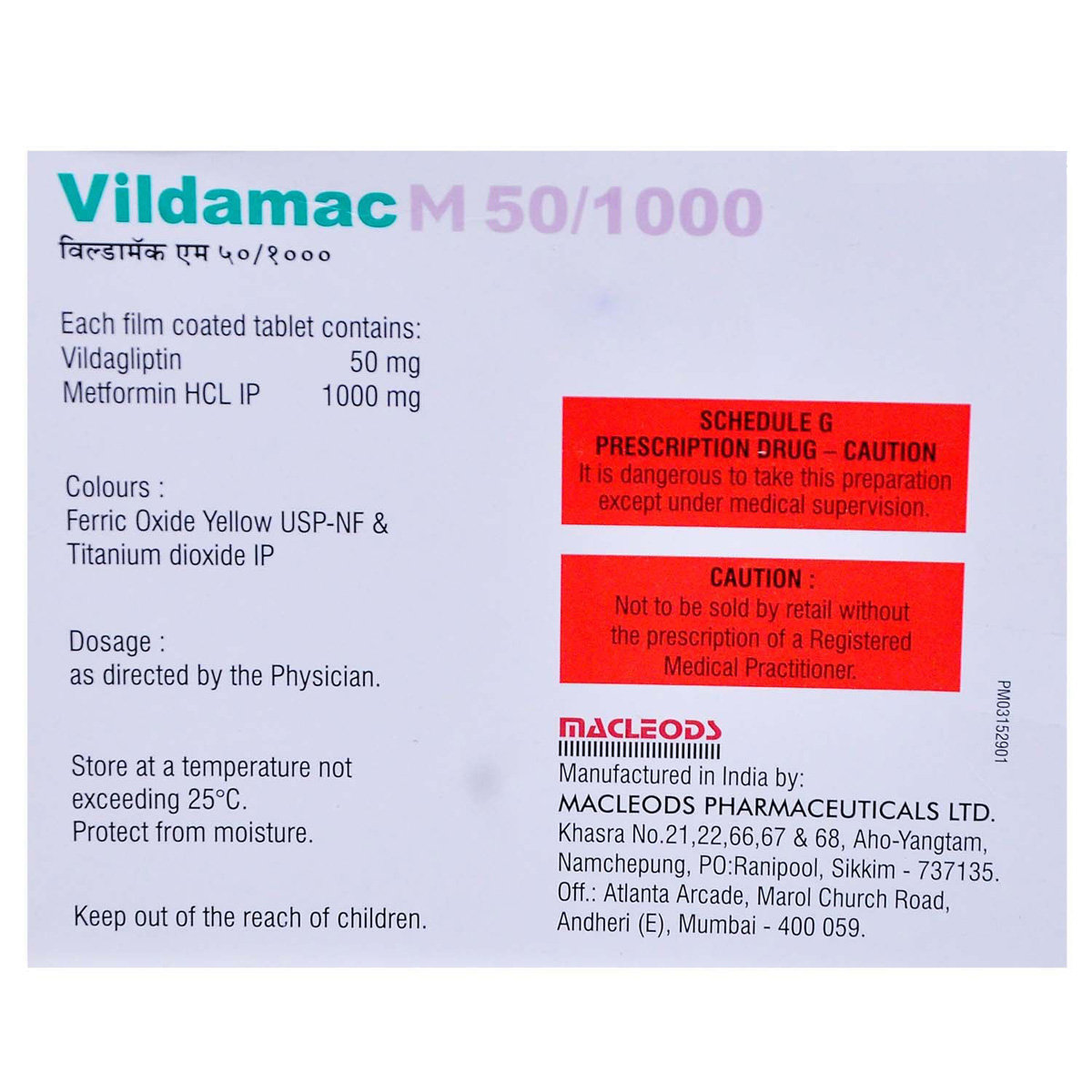 Vildamac M 50/1000 Tablet 15's, Pack of 15 TABLETS Vildamac M 50/1000 Tablet 15's, Pack of 15 TABLETS