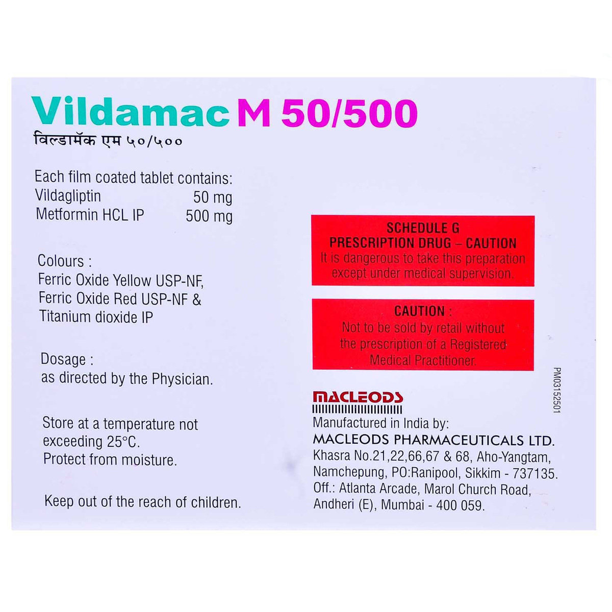 Vildamac M 50/500 Tablet 15's, Pack of 15 TABLETS Vildamac M 50/500 Tablet 15's, Pack of 15 TABLETS