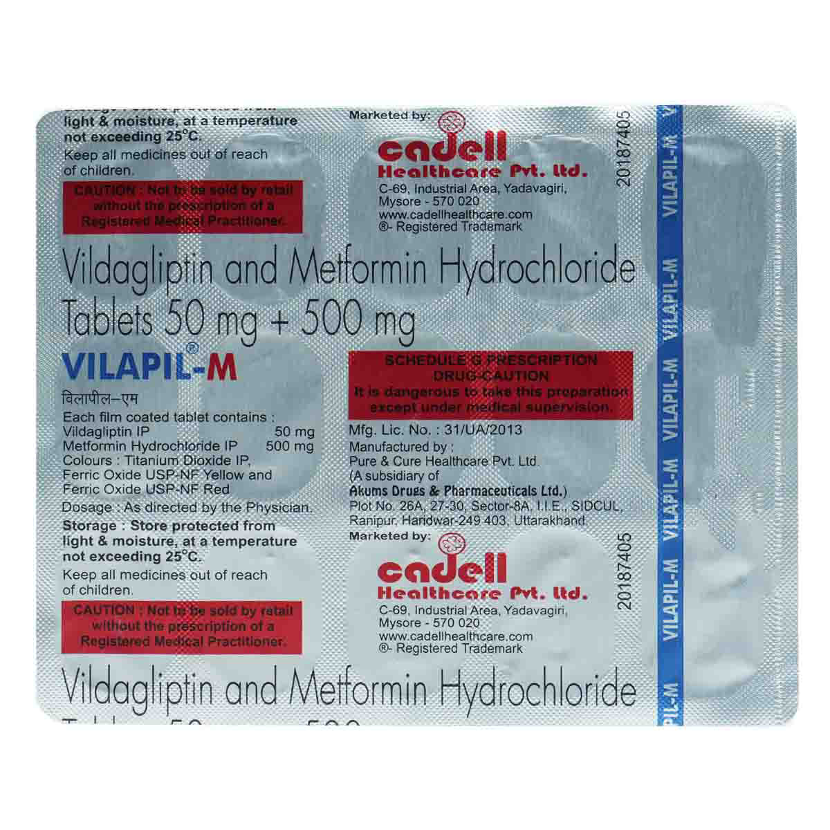 Vilapil M 50/500mg Tablet 15's, Pack of 15 TABLETS Vilapil M 50/500mg Tablet 15's, Pack of 15 TABLETS
