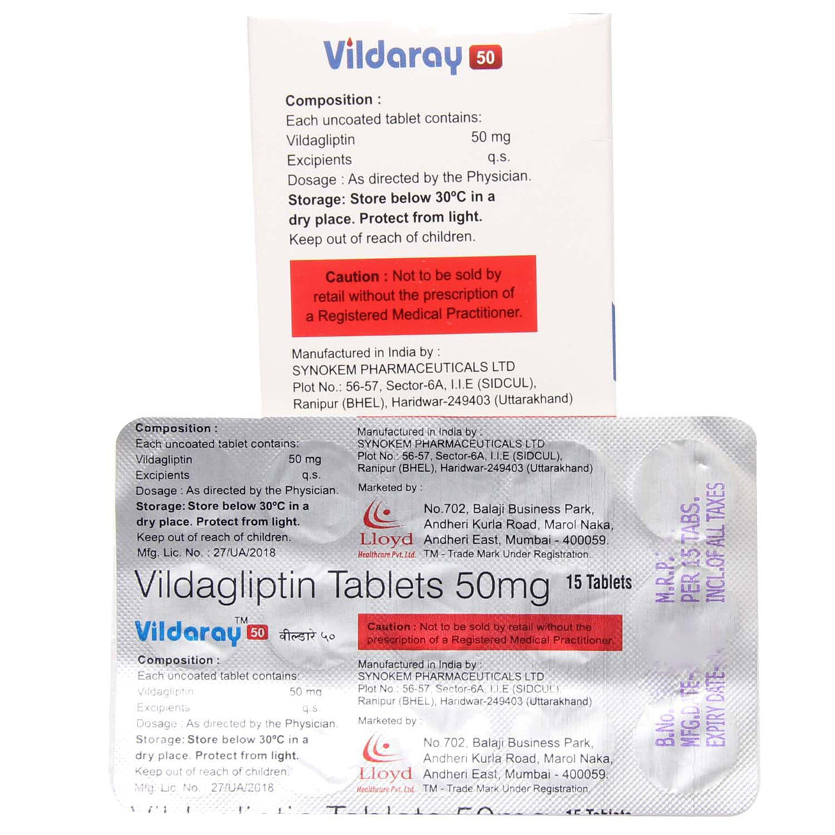 Vildaray 50 Tablet 15's, Pack of 15 TABLETS Vildaray 50 Tablet 15's, Pack of 15 TABLETS