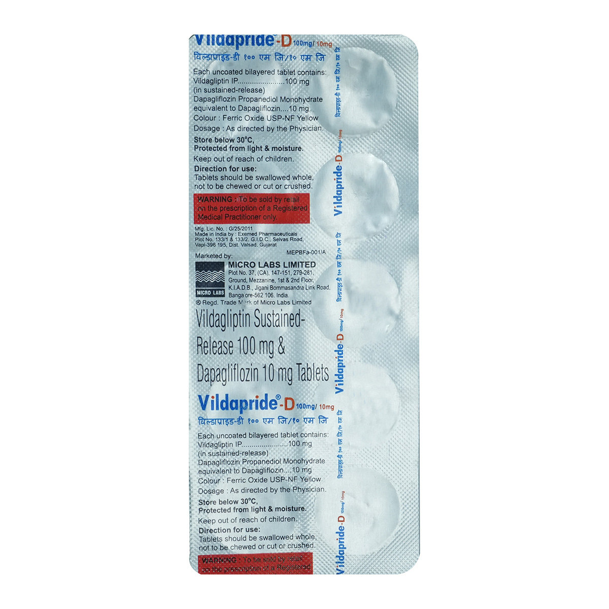 Vildapride-D 100 mg/10 mg Tablet 10's, Pack of 10 Vildapride-D 100 mg/10 mg Tablet 10's, Pack of 10
