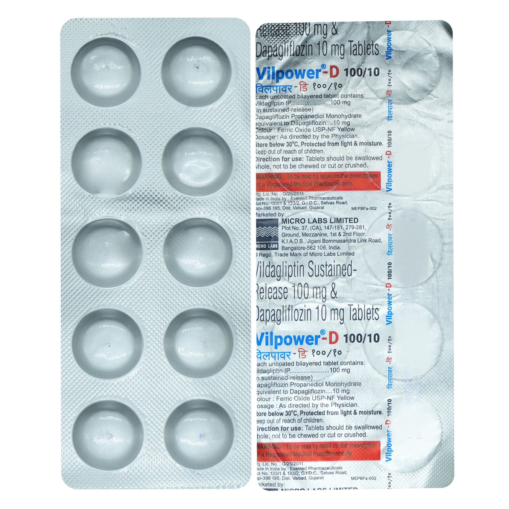 Vilpower-D 100/10 Tablet 10's, Pack of 10 TabletS Vilpower-D 100/10 Tablet 10's, Pack of 10 TabletS