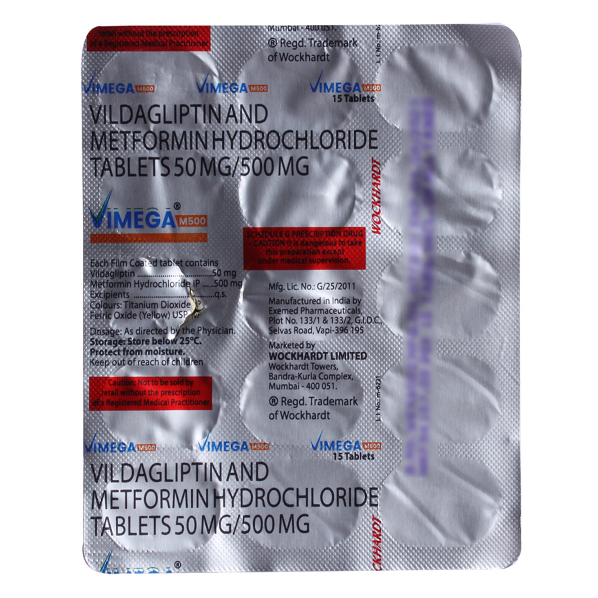 Vimega M 500 Tablet 15's, Pack of 15 TABLETS Vimega M 500 Tablet 15's, Pack of 15 TABLETS