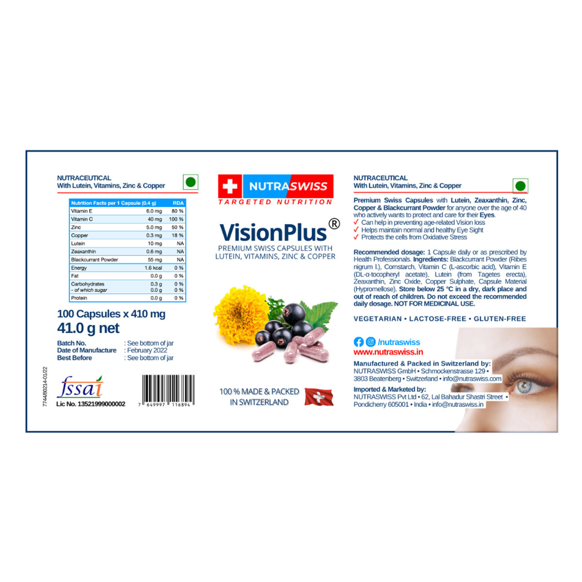 Nutraswiss VisionPlus, 100 Capsules, Pack of 1 Nutraswiss VisionPlus, 100 Capsules, Pack of 1