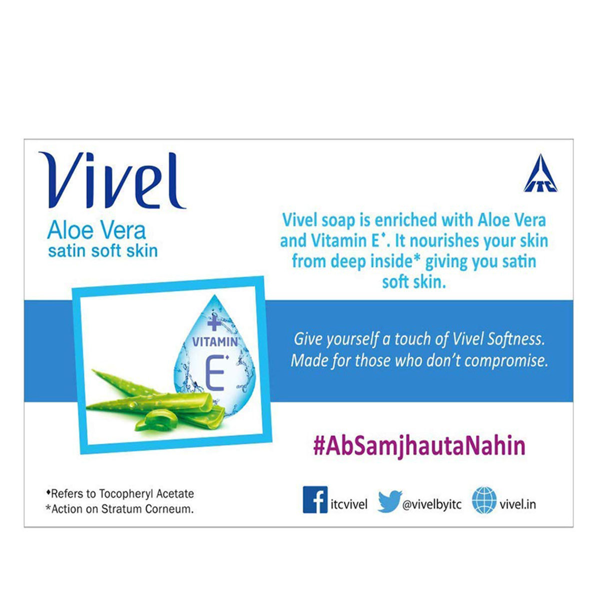 Vivel Soap 100 gm | Aloe Vera & Vitamin E | Deeply Nourishes | For Satin Soft Skin, Pack of 1 Vivel Soap 100 gm | Aloe Vera & Vitamin E | Deeply Nourishes | For Satin Soft Skin, Pack of 1