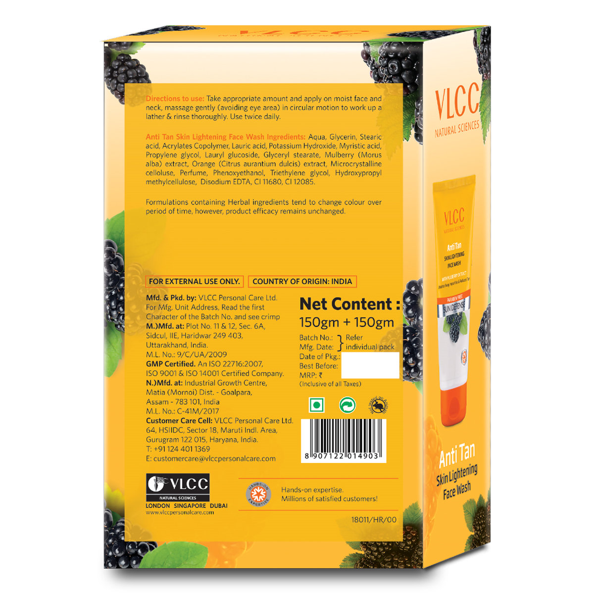 VLCC Anti-Tan Skin Lightening Face Wash, 150 gm (Buy 1 Get 1 Free), Pack of 1 VLCC Anti-Tan Skin Lightening Face Wash, 150 gm (Buy 1 Get 1 Free), Pack of 1