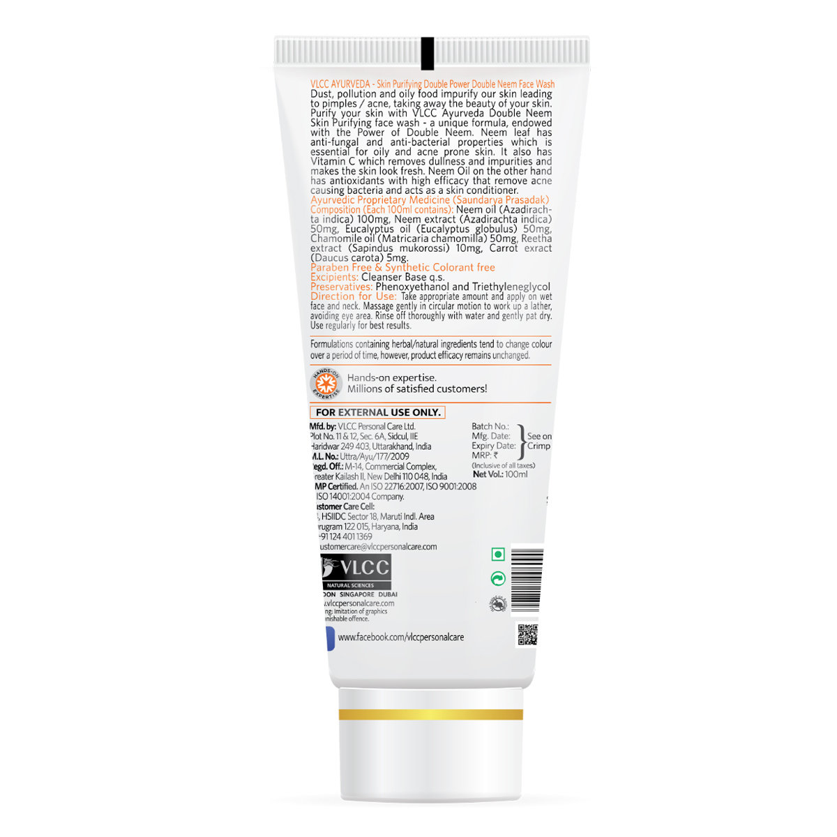 VLCC Ayurveda Skin Purifying Double Power Double Neem Face Wash 100 ml | Goodness Of Neem | Purifies Skin, Pack of 1 VLCC Ayurveda Skin Purifying Double Power Double Neem Face Wash 100 ml | Goodness Of Neem | Purifies Skin, Pack of 1