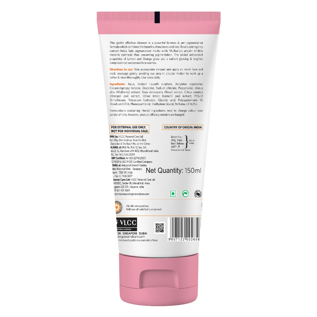 VLCC Mulberry & Rose Fairness Face Wash, 150 ml (Buy 1 Get 1 Free), Pack of 1 VLCC Mulberry & Rose Fairness Face Wash, 150 ml (Buy 1 Get 1 Free), Pack of 1