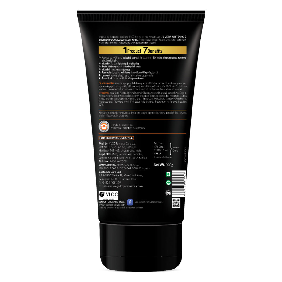 VLCC 7X Ultra Whitening & Brightening Charcoal Peel Off Mask, 100 gm, Pack of 1 VLCC 7X Ultra Whitening & Brightening Charcoal Peel Off Mask, 100 gm, Pack of 1