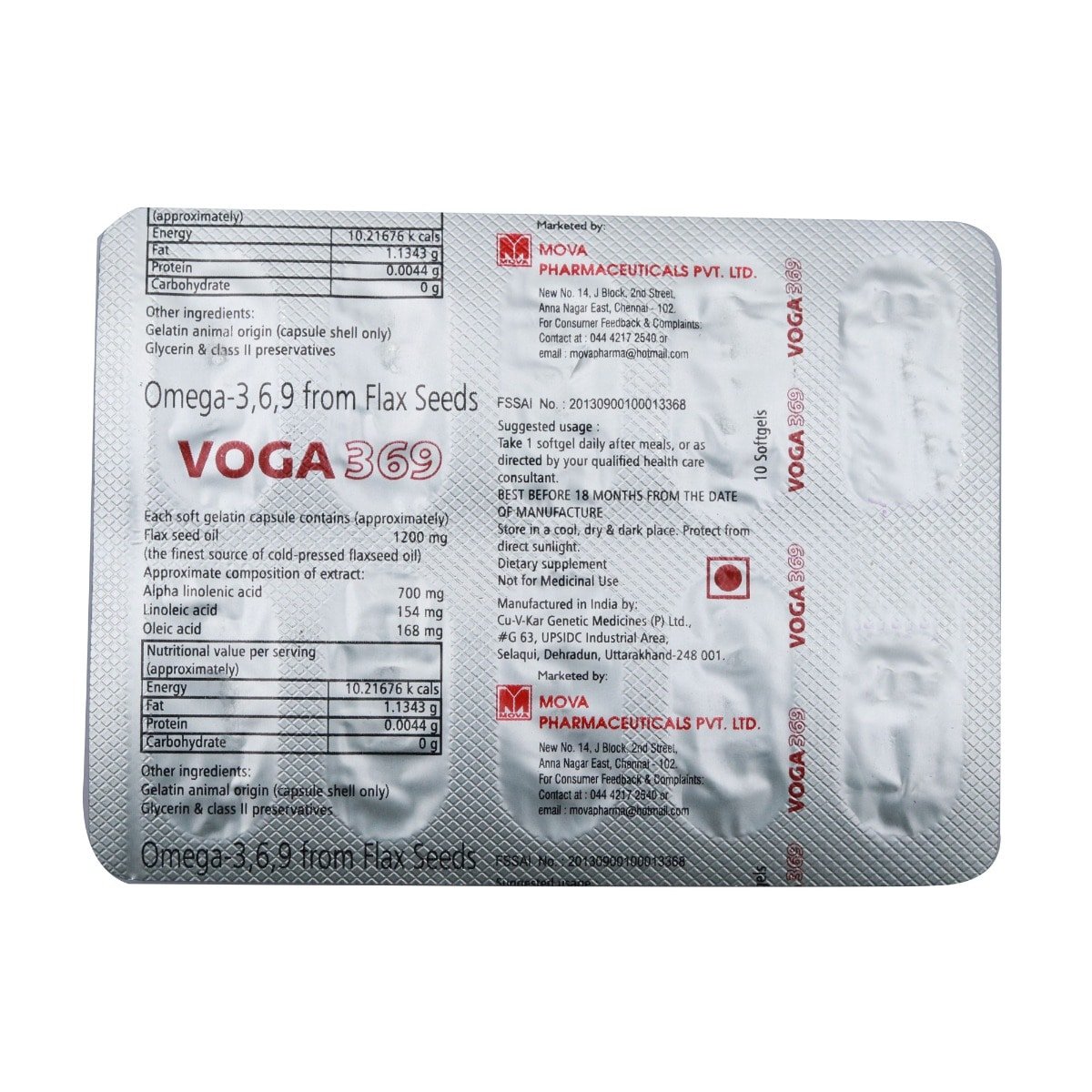 Voga 369 capsule 10's, Pack of 10 Voga 369 capsule 10's, Pack of 10