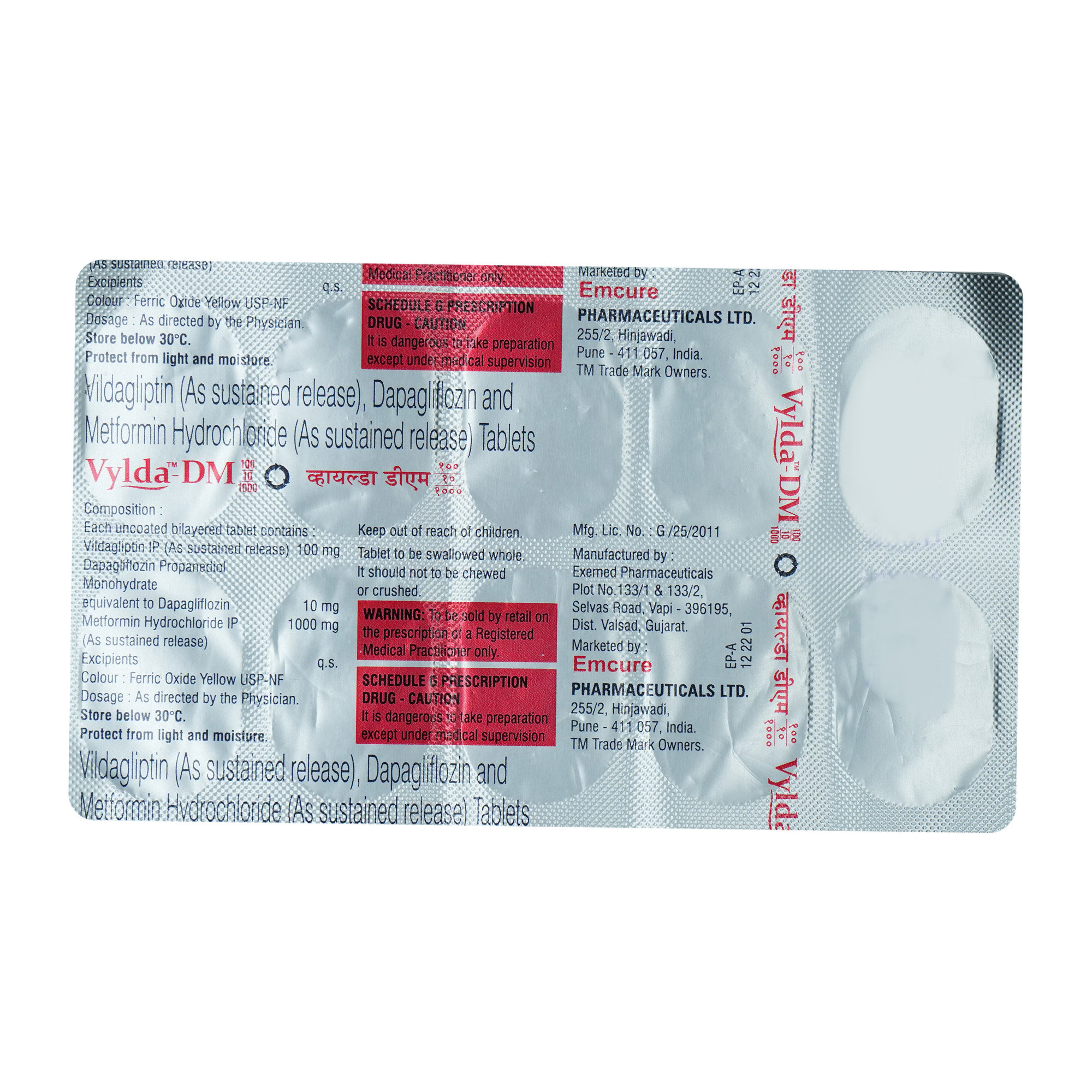 Vylda-DM 100/10/1000 Tablet 10's, Pack of 10 TabletS Vylda-DM 100/10/1000 Tablet 10's, Pack of 10 TabletS