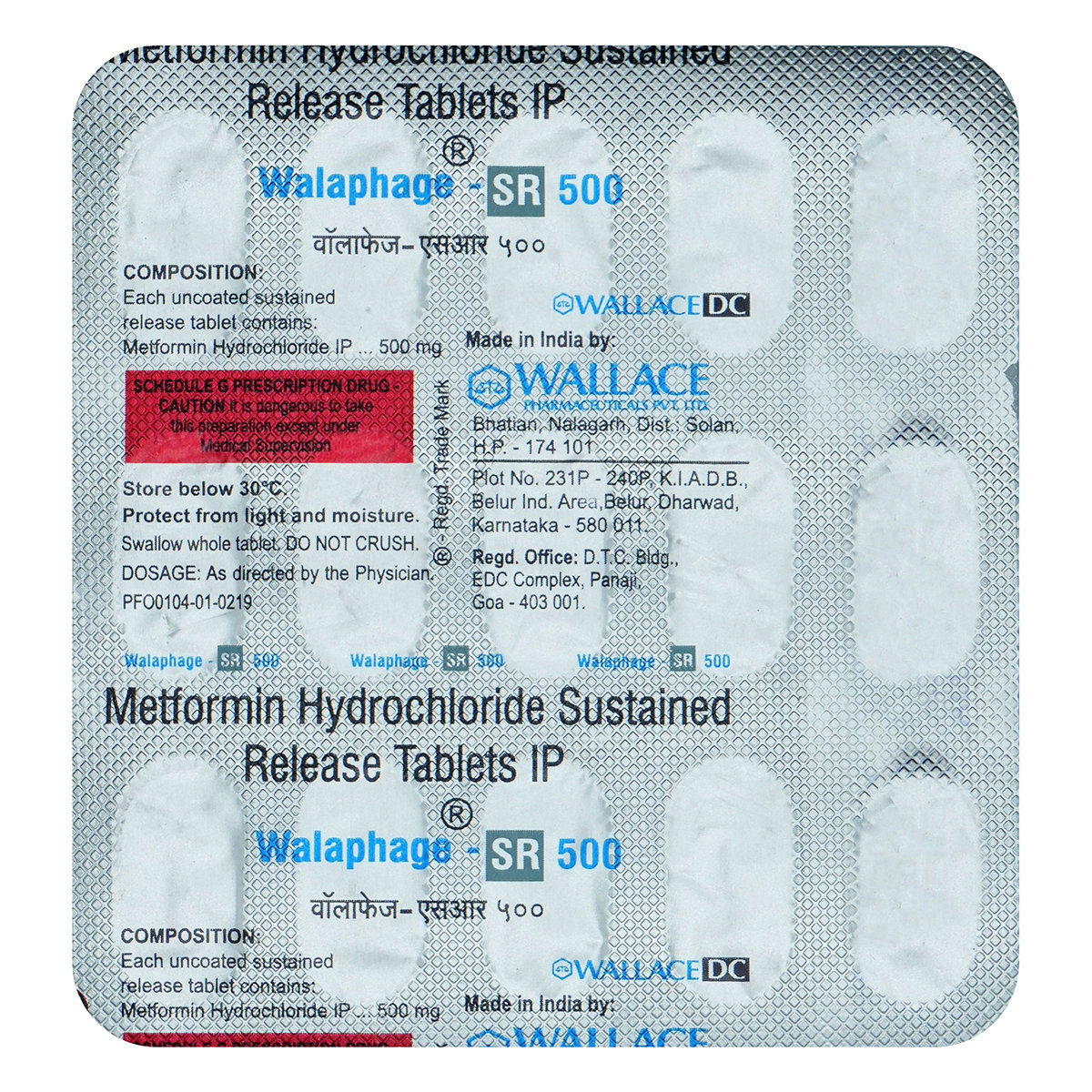 Walaphage-SR 500 Tablet 15's, Pack of 15 TABLETS Walaphage-SR 500 Tablet 15's, Pack of 15 TABLETS