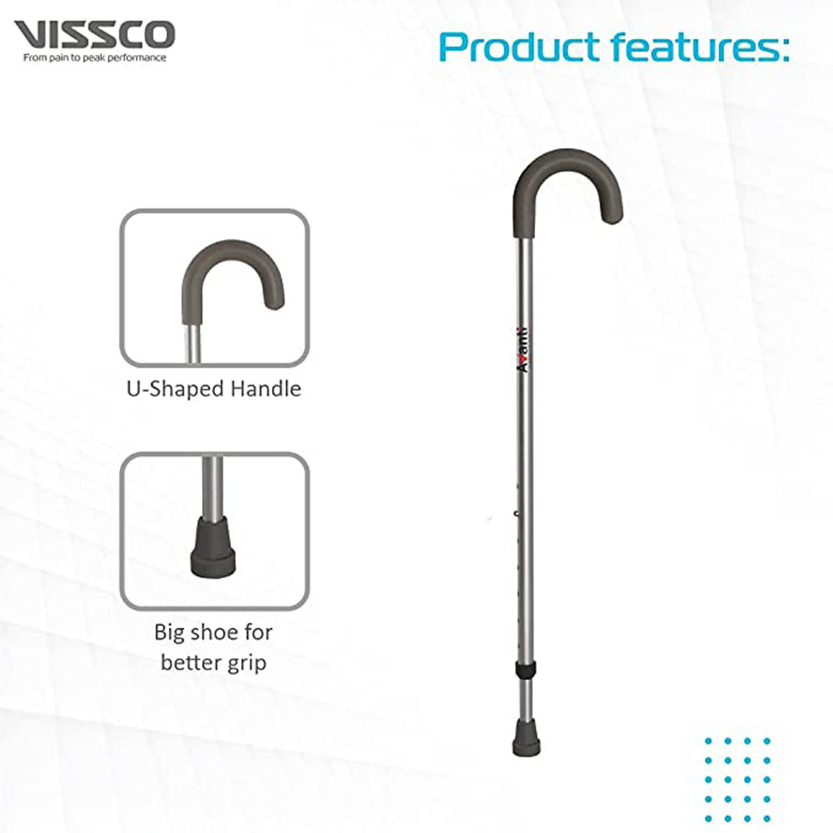 Vissco Walking Stick 'U' Shape, 1 Count, Pack of 1 Vissco Walking Stick 'U' Shape, 1 Count, Pack of 1