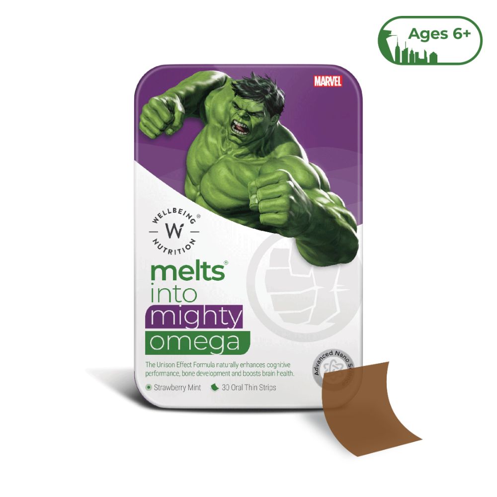 Wellbeing Nutrition Melts Into Mighty Omega Marvel Strawberry Mint Flavour, 30 Strips, Pack of 1 Wellbeing Nutrition Melts Into Mighty Omega Marvel Strawberry Mint Flavour, 30 Strips, Pack of 1