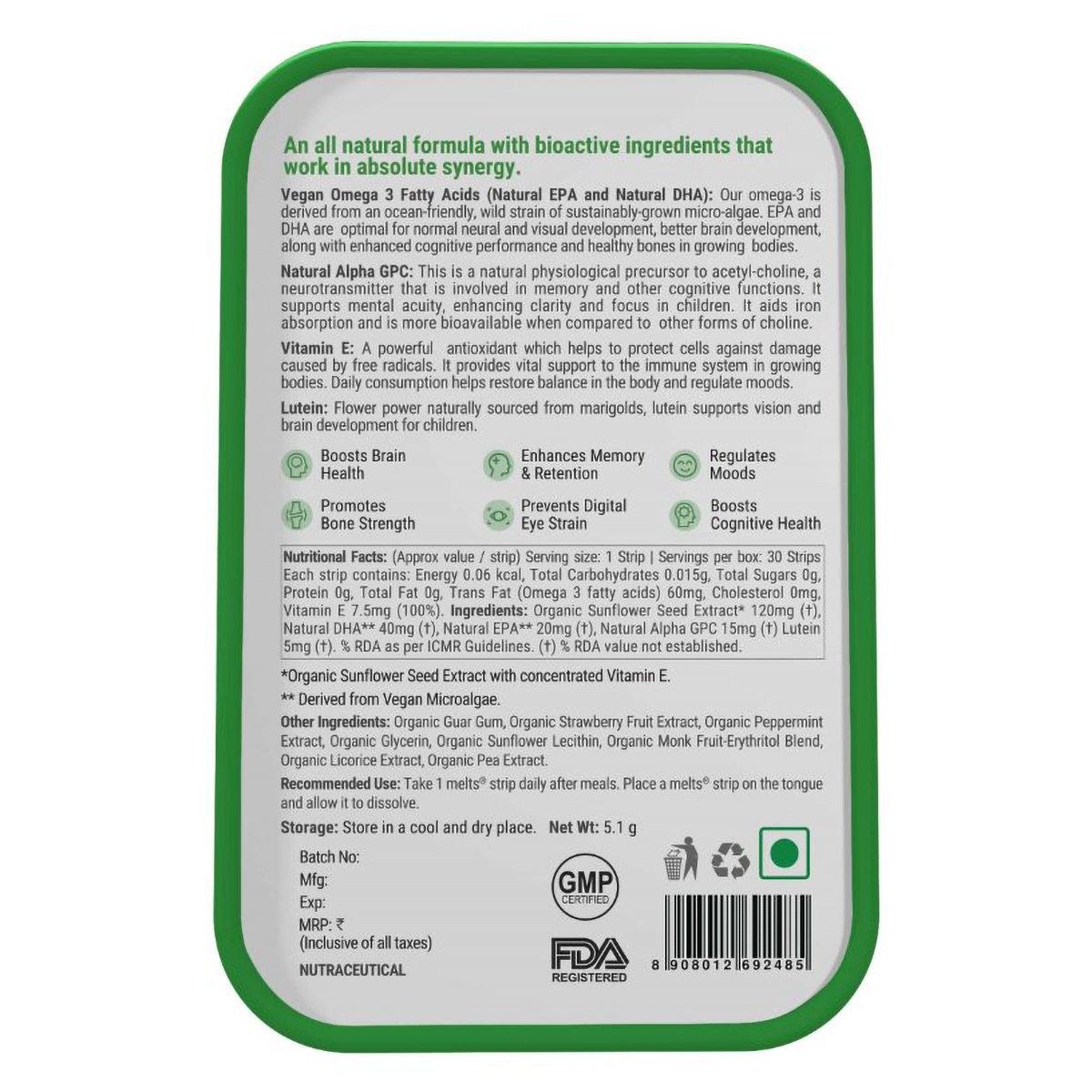 Wellbeing Nutrition Melts Into Mighty Omega Marvel Strawberry Mint Flavour, 30 Strips, Pack of 1 Wellbeing Nutrition Melts Into Mighty Omega Marvel Strawberry Mint Flavour, 30 Strips, Pack of 1