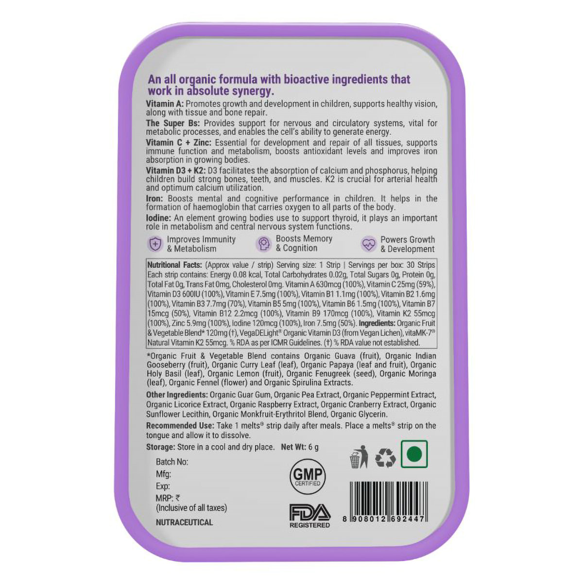 Wellbeing Nutrition Melts Into Multivitamins Frozen Tropical Berry Flavour, 30 Strips, Pack of 1 Wellbeing Nutrition Melts Into Multivitamins Frozen Tropical Berry Flavour, 30 Strips, Pack of 1