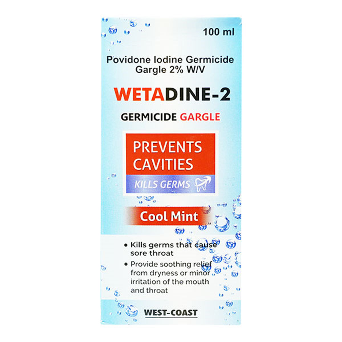 Wetadine- 2% Cool Mint Flavour Gargle 100 ml, Pack of 1 GARGLE Wetadine- 2% Cool Mint Flavour Gargle 100 ml, Pack of 1 GARGLE