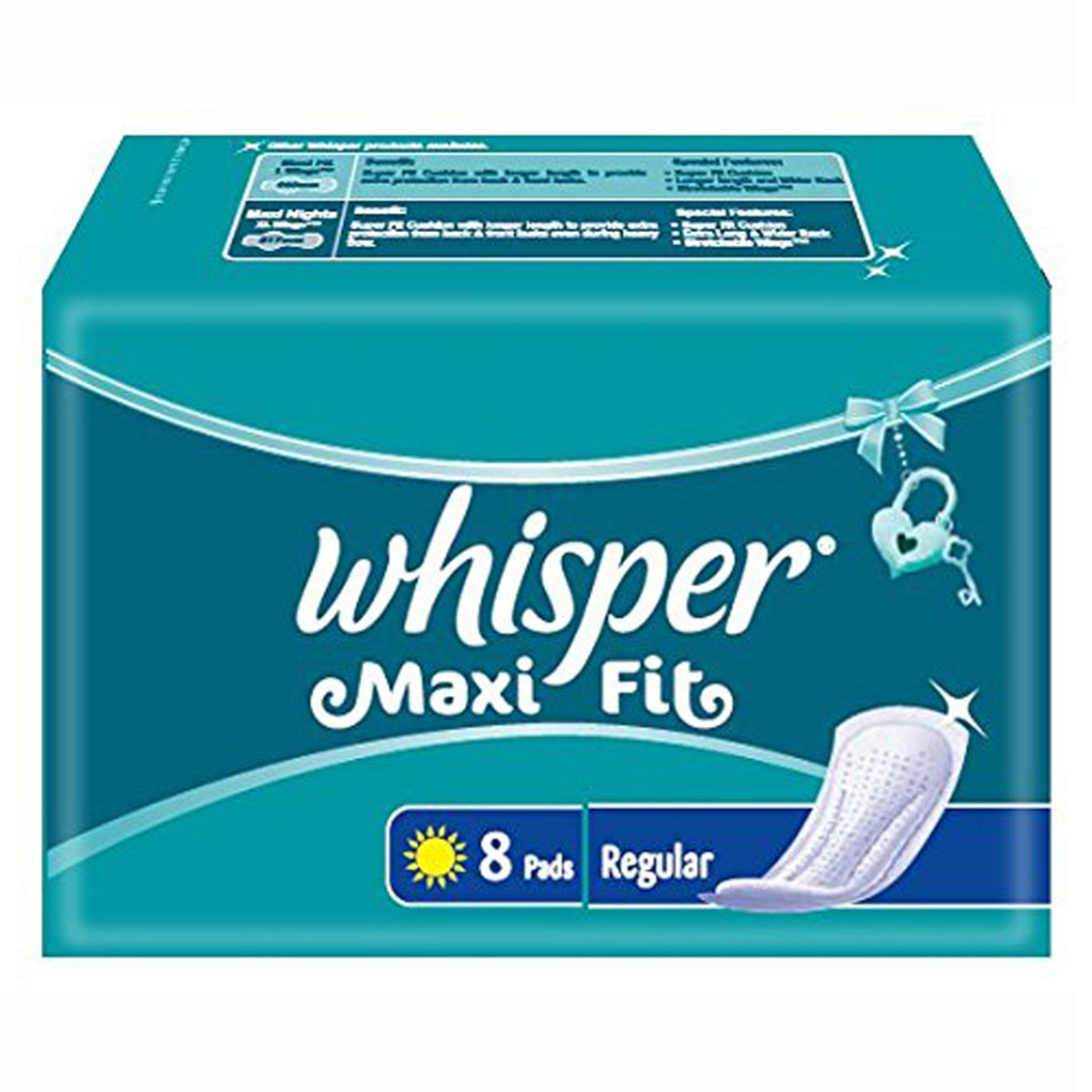 Whisper Maxi Fit Sanitary Pads Regular, 8 Count, Pack of 1 Whisper Maxi Fit Sanitary Pads Regular, 8 Count, Pack of 1