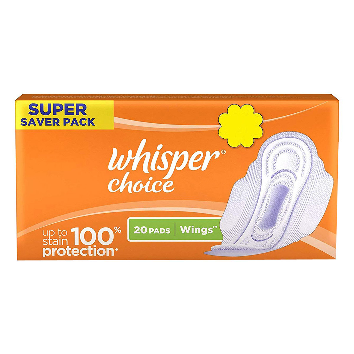 Whisper Choice Wings Sanitary Pads, 20 Count, Pack of 1 Whisper Choice Wings Sanitary Pads, 20 Count, Pack of 1