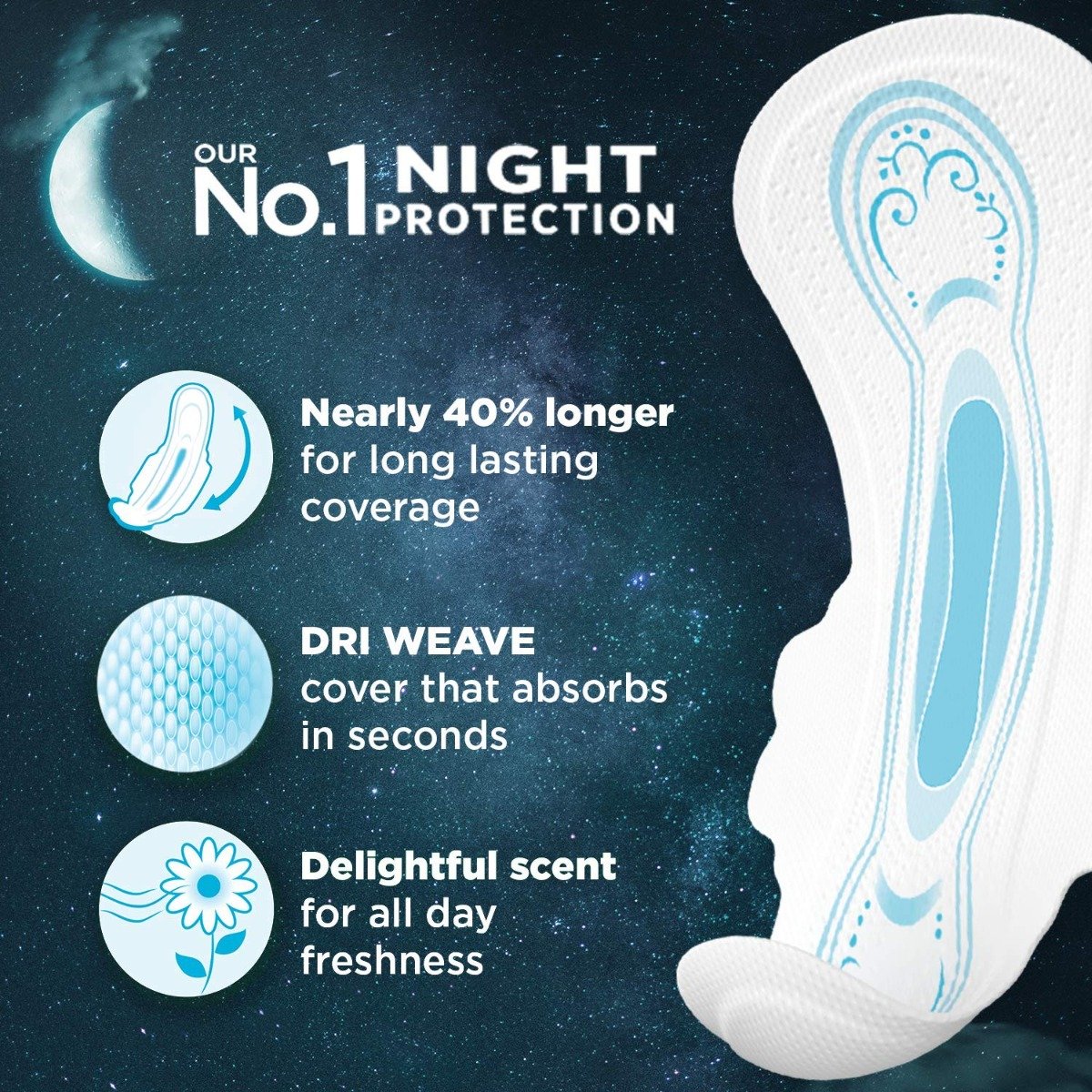 Whisper Bindazzz Nights Sanitary Pads XXL+, 2 Count, Pack of 1 Whisper Bindazzz Nights Sanitary Pads XXL+, 2 Count, Pack of 1