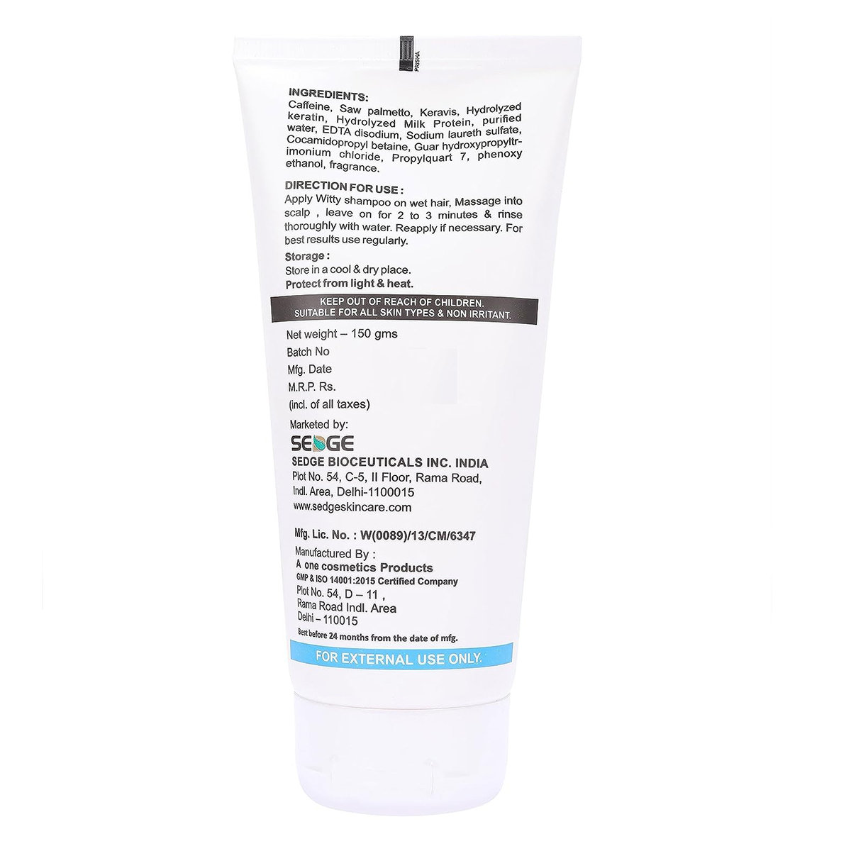 Witty Anti Hairfall Shampoo 150 gm, Pack of 1 Witty Anti Hairfall Shampoo 150 gm, Pack of 1