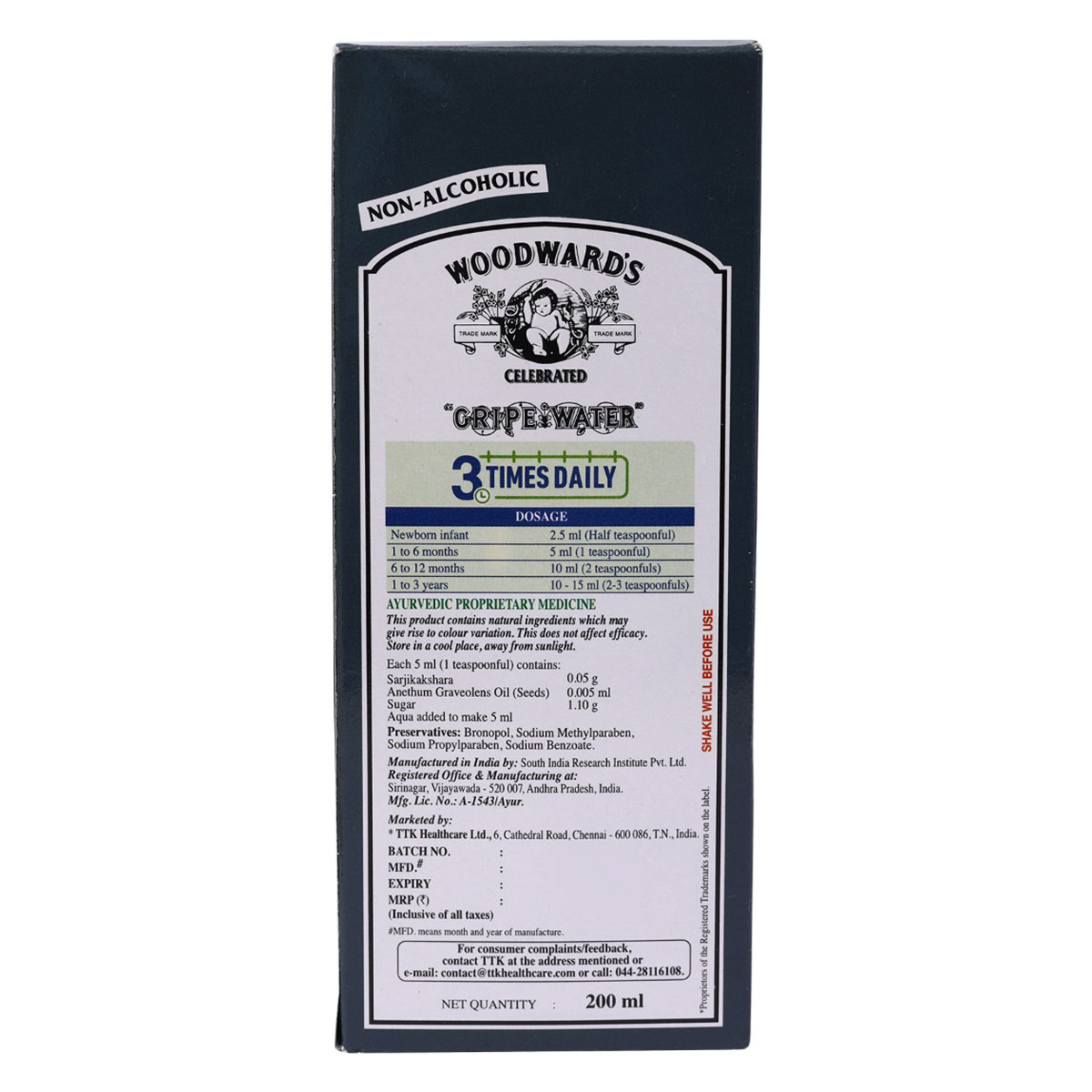 Woodwards Gripe Water, 200 ml, Pack of 1 Woodwards Gripe Water, 200 ml, Pack of 1