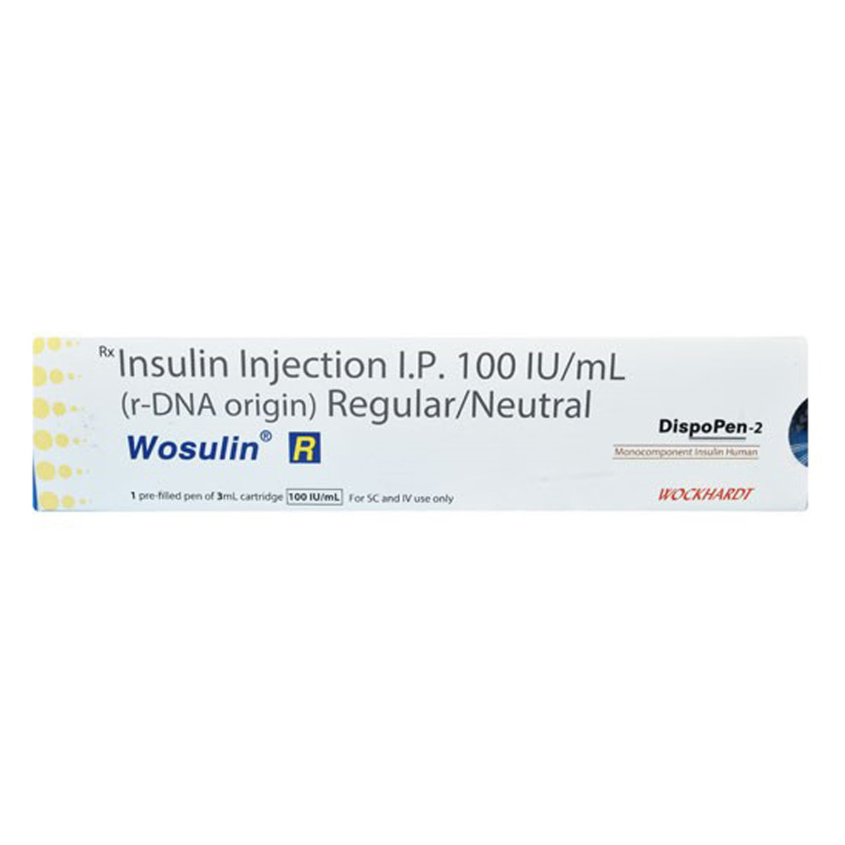 Wosulin-R Dispo Pen 1's, Pack of 1 Injection Wosulin-R Dispo Pen 1's, Pack of 1 Injection