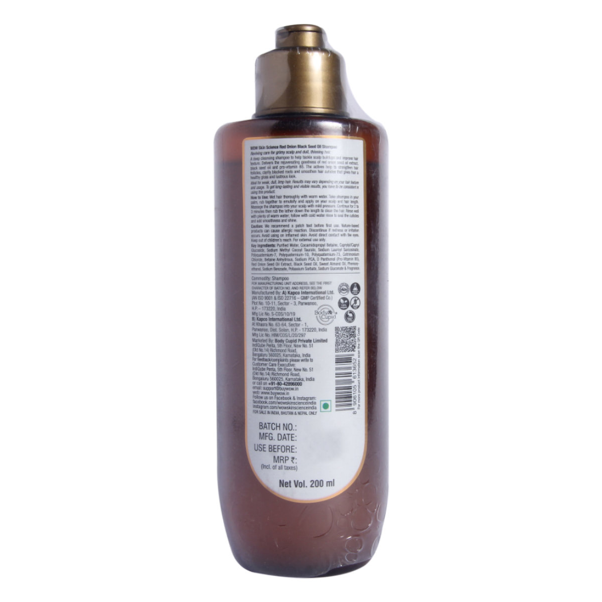 Wow Skin Science Red Onion Black Seed Oil Shampoo, 200 ml, Pack of 1 Wow Skin Science Red Onion Black Seed Oil Shampoo, 200 ml, Pack of 1