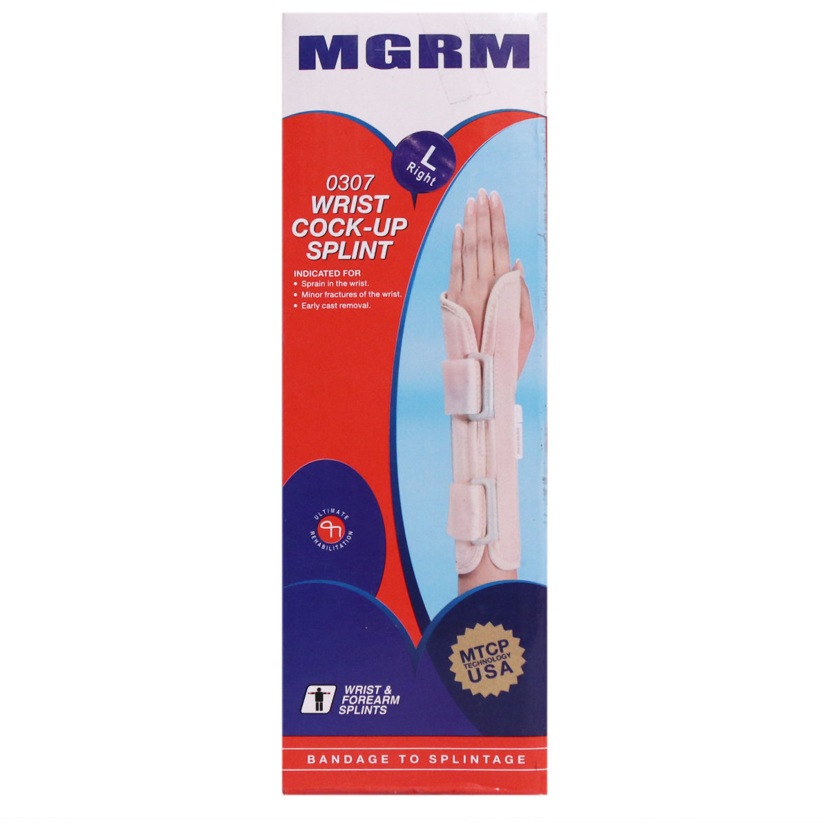MGRM Wrist Cock Up Splint Right Hand Large 0307, 1 Count, Pack of 1 MGRM Wrist Cock Up Splint Right Hand Large 0307, 1 Count, Pack of 1