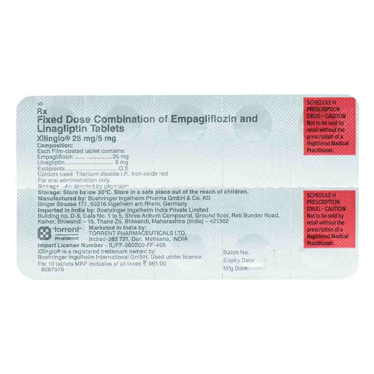 Xilingio 25/5 Tablet 10's, Pack of 10 TabletS Xilingio 25/5 Tablet 10's, Pack of 10 TabletS