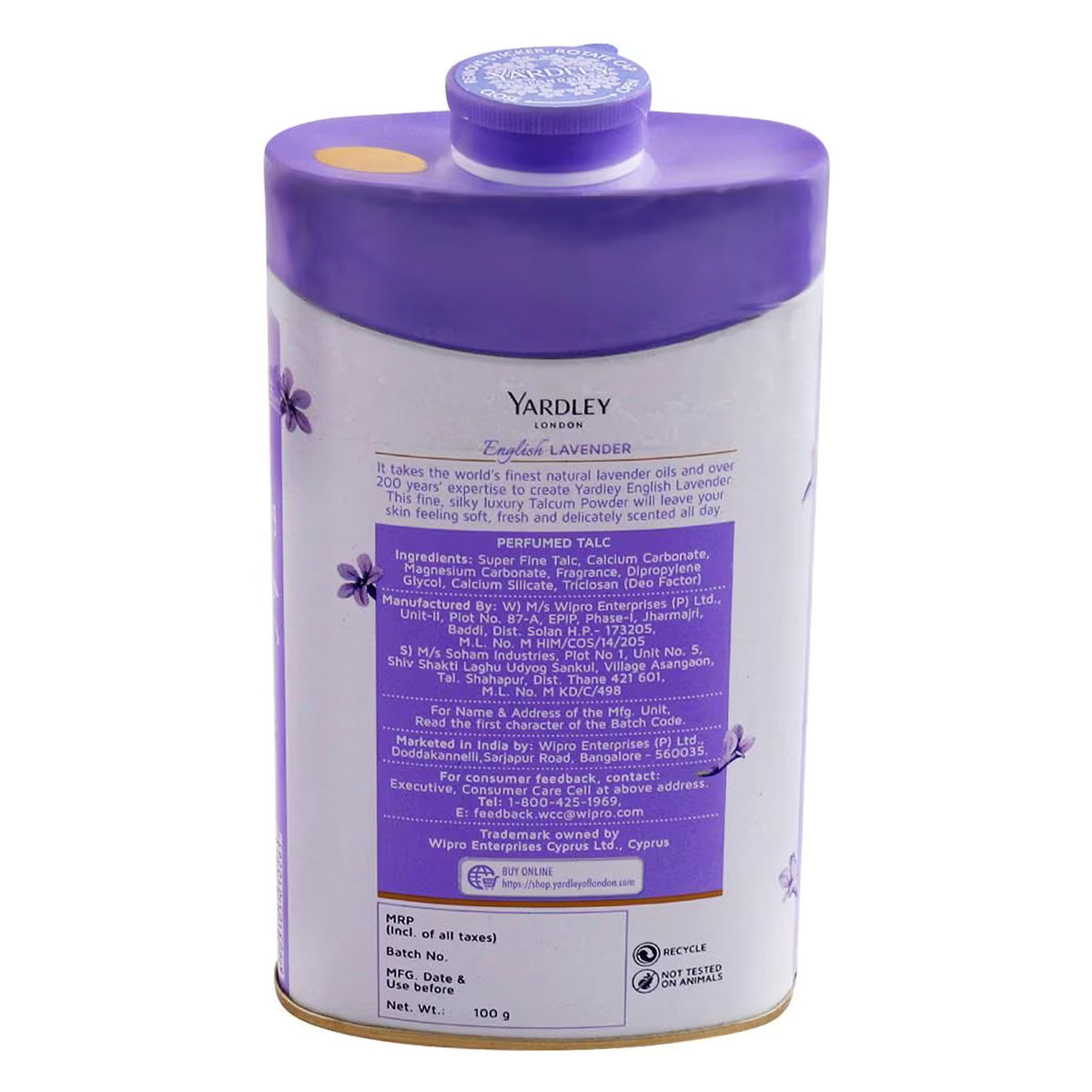 Yardley London English Lavender Perfumed Talc Powder 100 gm | All Day Freshness | With Fragrance Of English Lavender, Pack of 1 Yardley London English Lavender Perfumed Talc Powder 100 gm | All Day Freshness | With Fragrance Of English Lavender, Pack of 1