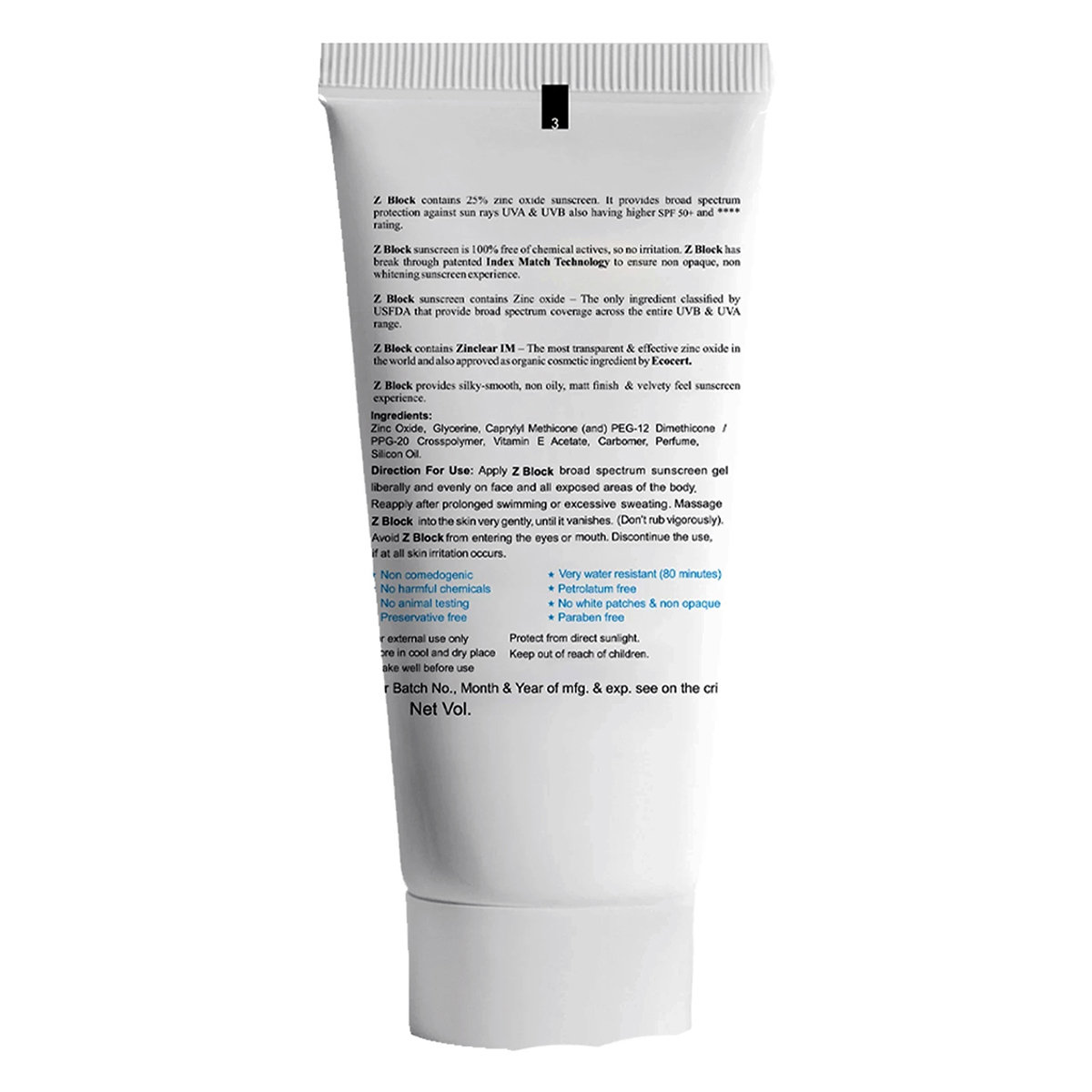 Z Block UVB Spf 50 Plus Gel 50 ml, Pack of 1 Z Block UVB Spf 50 Plus Gel 50 ml, Pack of 1