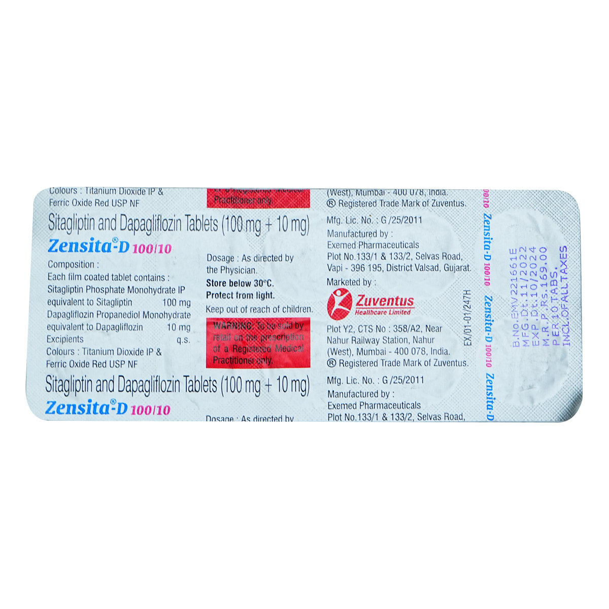 Zensita-D 100/10 Tablet 10's, Pack of 10 Zensita-D 100/10 Tablet 10's, Pack of 10