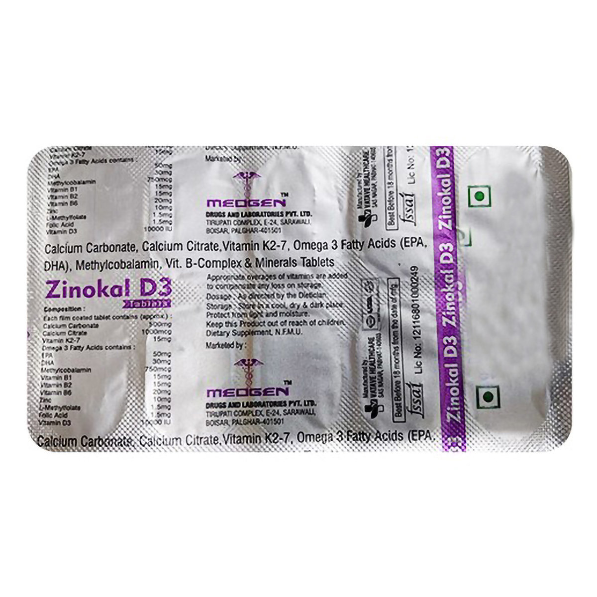 Zinokal D3 Tablet 10's, Pack of 10 Zinokal D3 Tablet 10's, Pack of 10