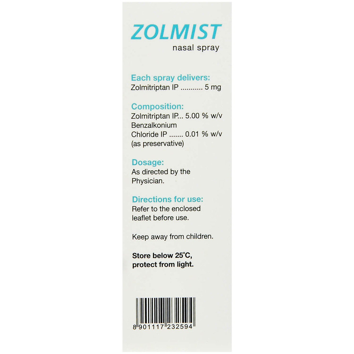 Zolmist Nasl Spray 7 mdi, Pack of 1 NASAL SPRAY Zolmist Nasl Spray 7 mdi, Pack of 1 NASAL SPRAY