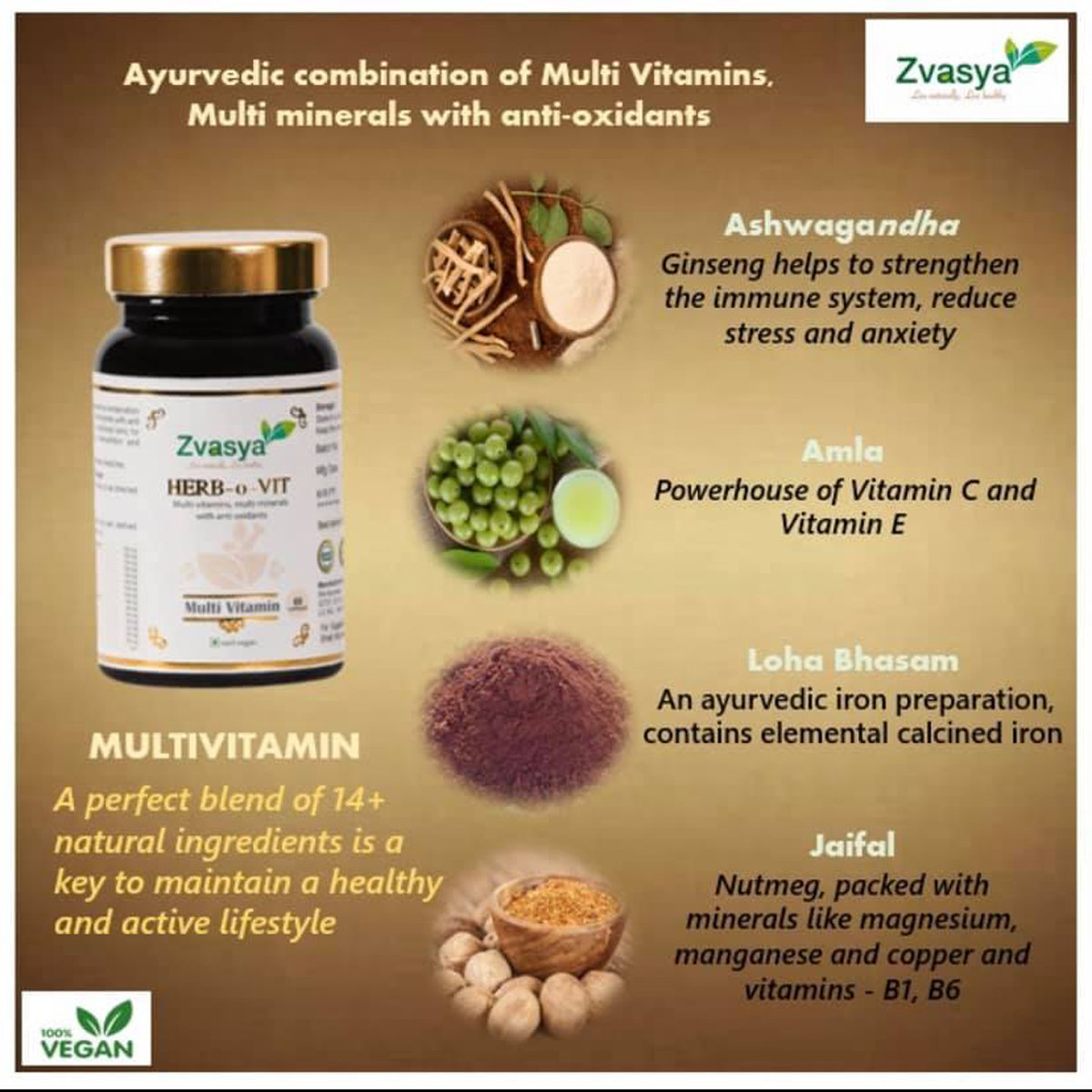 Zvasya Herb-O-Vit Multi Vitamin, 60 Capsules, Pack of 1 Zvasya Herb-O-Vit Multi Vitamin, 60 Capsules, Pack of 1