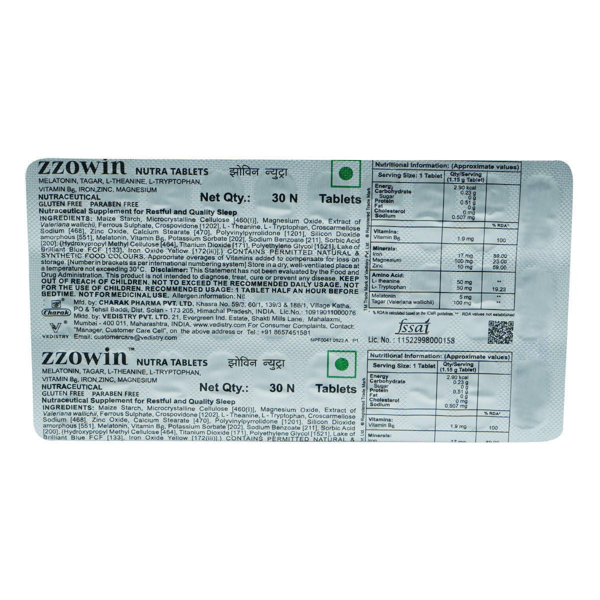 Zzowin Nutra Veg Tablet 30's, Pack of 30 Zzowin Nutra Veg Tablet 30's, Pack of 30