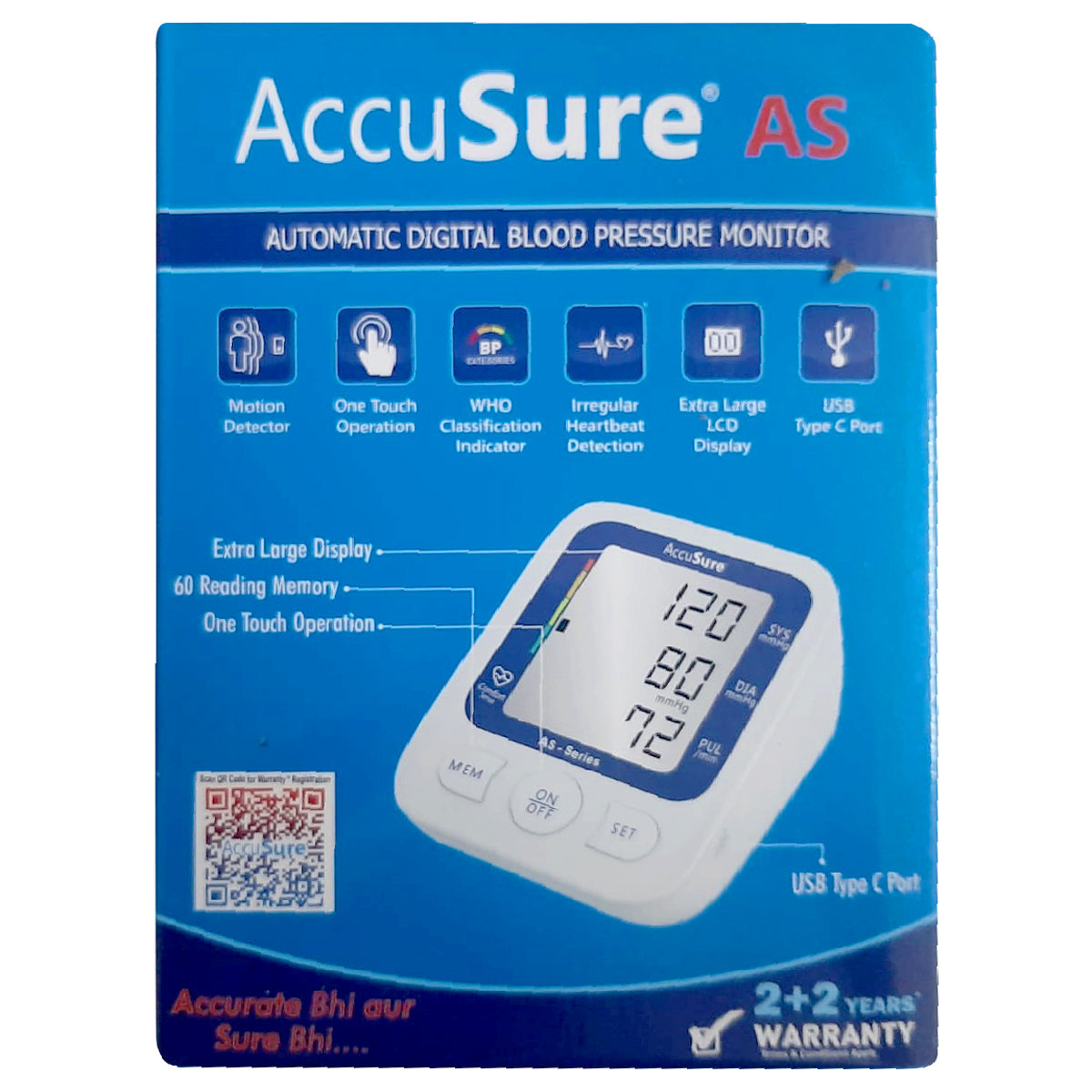 Accusure AS Automatic Digital Blood Pressure Monitor System, 1 Count, Pack of 1 Accusure AS Automatic Digital Blood Pressure Monitor System, 1 Count, Pack of 1