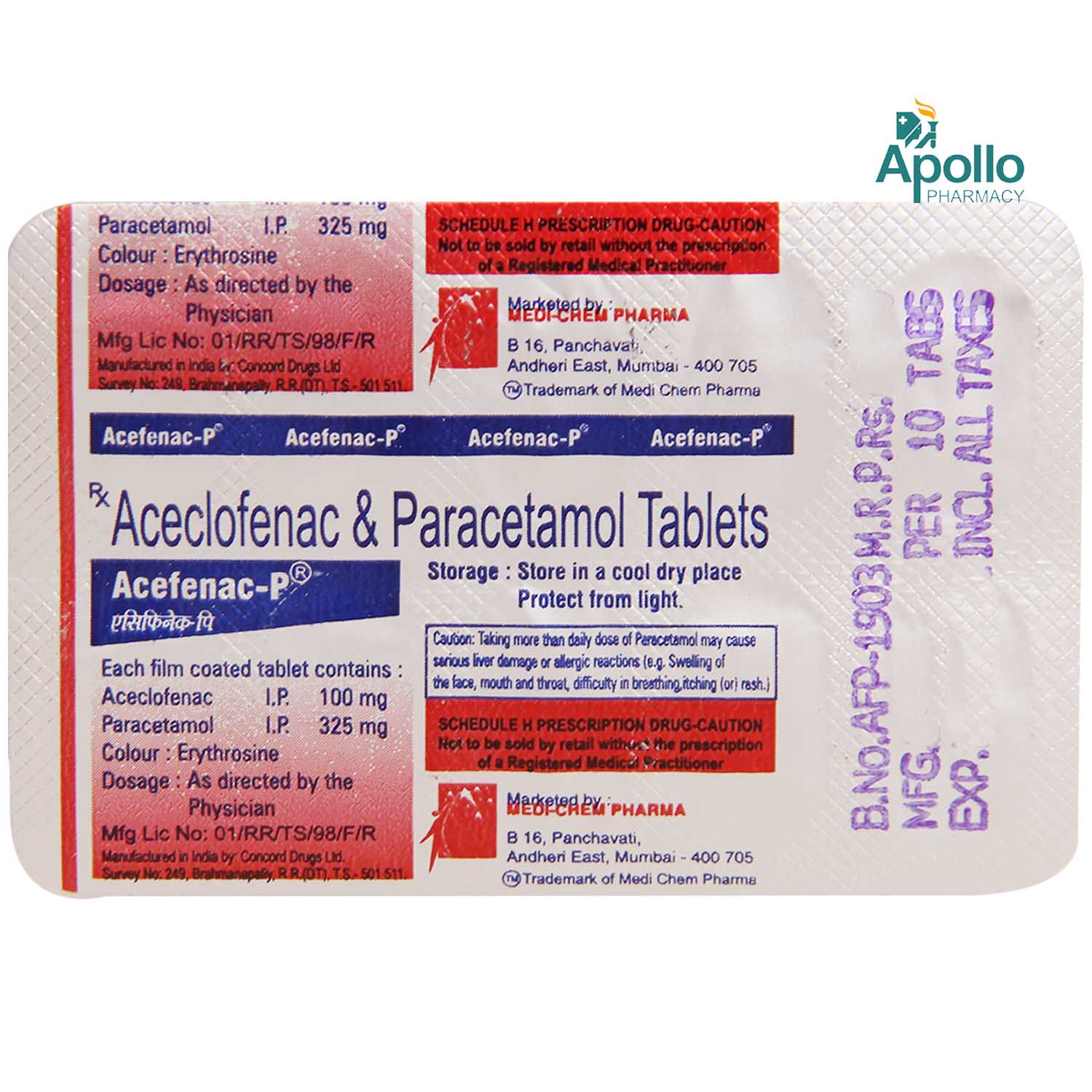 Acefenac P Tablet 10's, Pack of 10 TABLETS Acefenac P Tablet 10's, Pack of 10 TABLETS